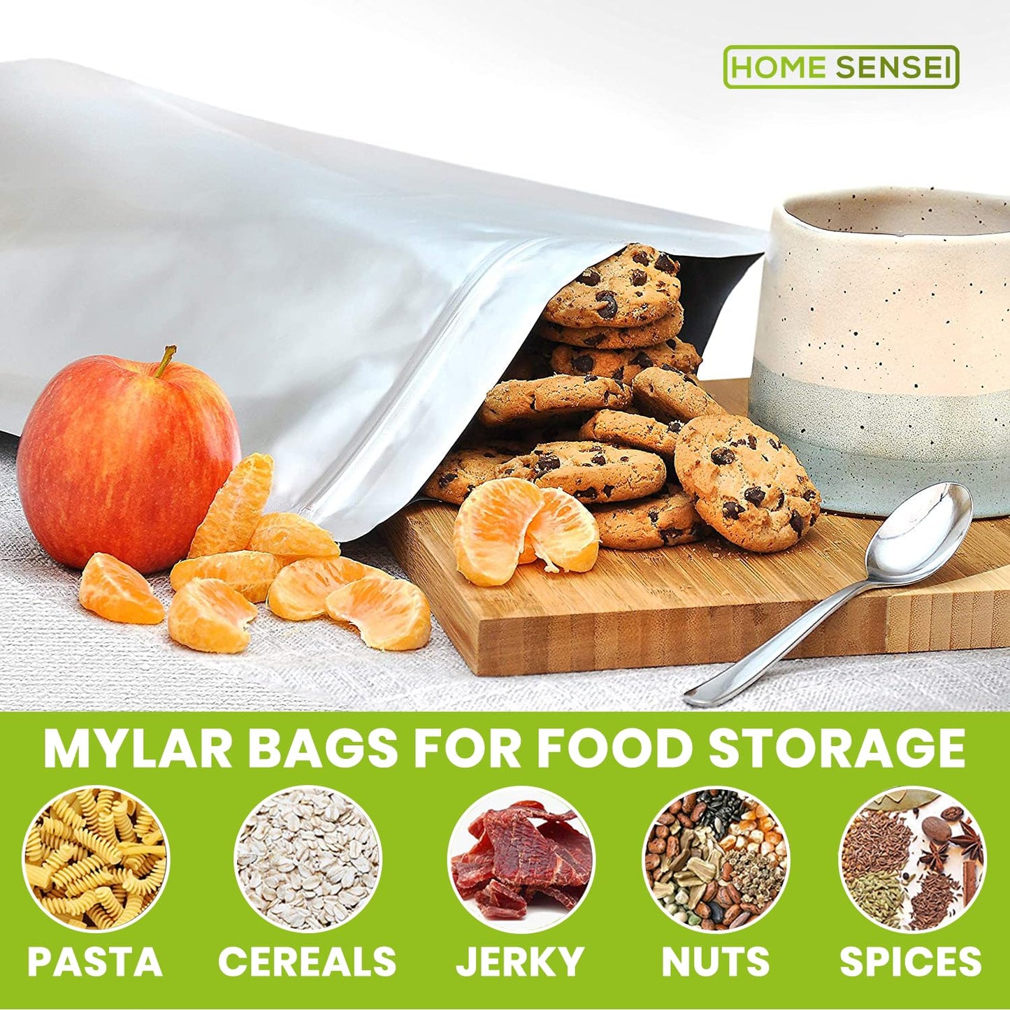 30 Mylar Bags for Food Storage 1 Gallon - Extra Thick 15 Mil - Long Term & Food Grade - Mylar Bags with Oxygen Absorbers 400cc- Zipper, Resealable, Stand-up Gousset - Bolsas Mylar con Abosrbentes