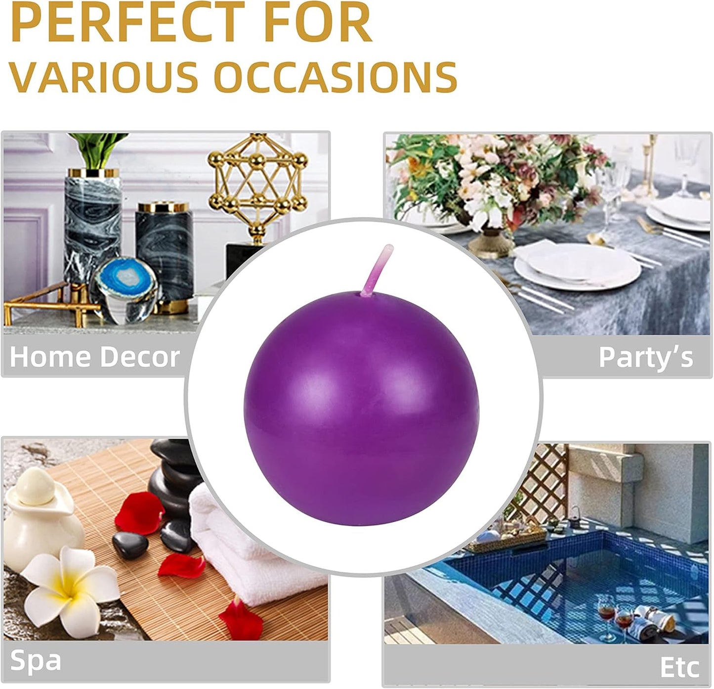 Zest Candle 12-Piece Ball Candles, 2-Inch, Purple