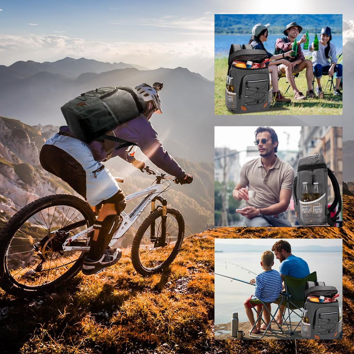 Backpack Cooler Insulated Leak Proof for Men Women 36 Cans Soft Cooler Backpack Insulated Waterproof Large Capacity Coolers Bag Portable for Lunch Camping Travel Picnic Hiking Deep Grey