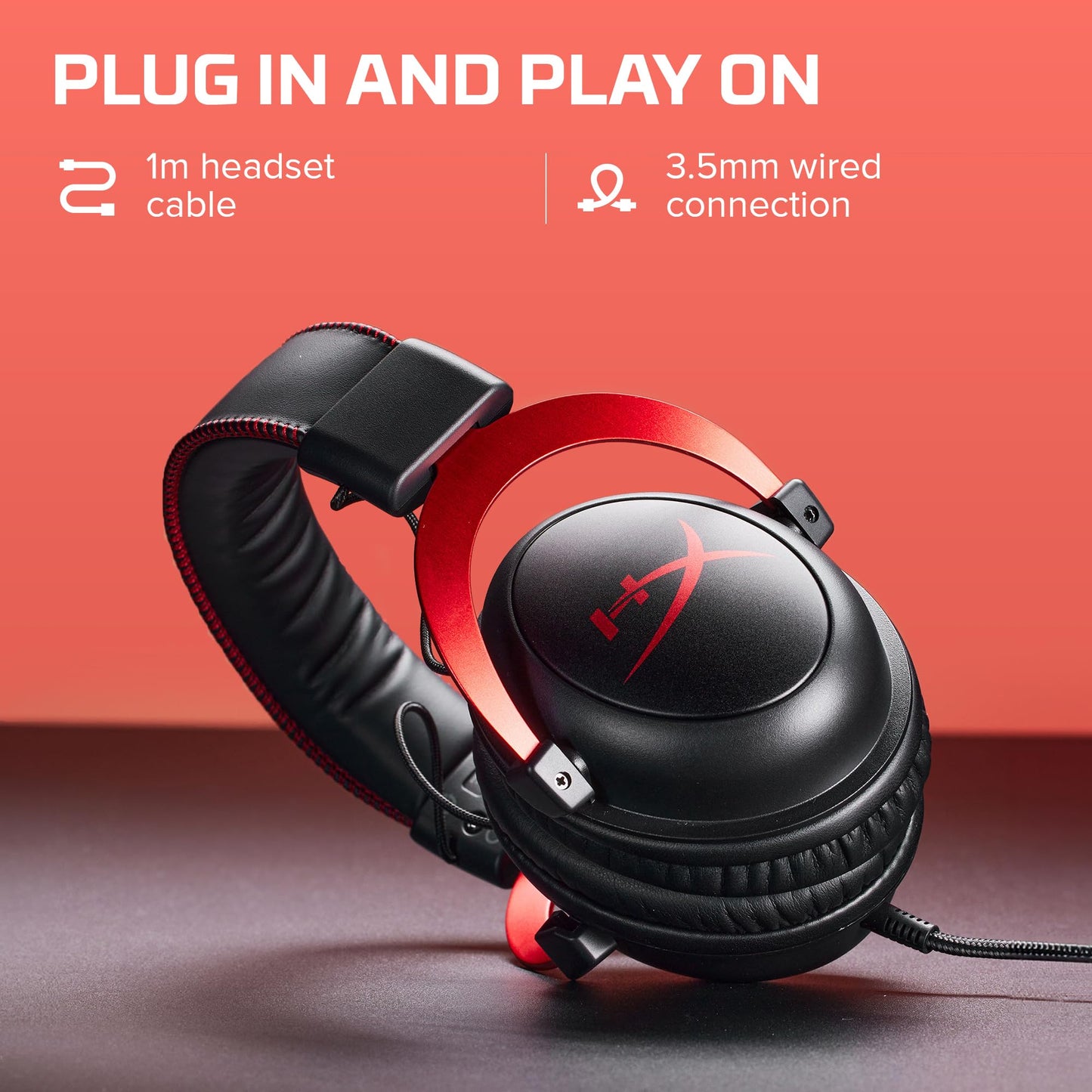 HyperX Cloud II Gaming Headset - 7.1 Surround Sound - Memory Foam Ear Pads - Durable Aluminum Frame - Multi Platform Headset - Works with PC, PS4, PS4 PRO, Xbox One, Xbox One S - Red (KHX-HSCP-RD)