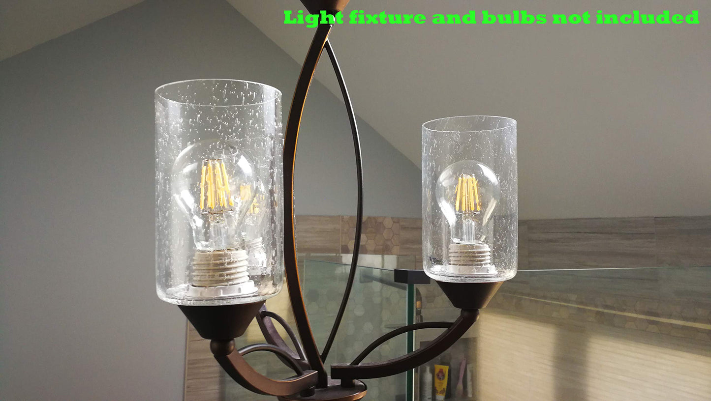 Bubble Seeded Glass Shade, LEDupdates 3 Packs Clear Cylinder for Light Fixture Glass replacement 1" 5/8 fitter