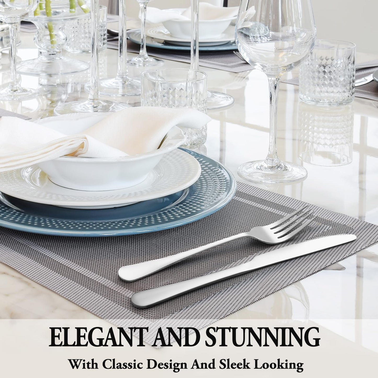 24 Pcs Silverware Set with Steak Knives Service for 4,Stainless Steel Flatware Set,Mirror Polished Cutlery Utensil Sets,Home Kitchen Eating Tableware,Include Fork Knife Spoon,Dishwasher Safe