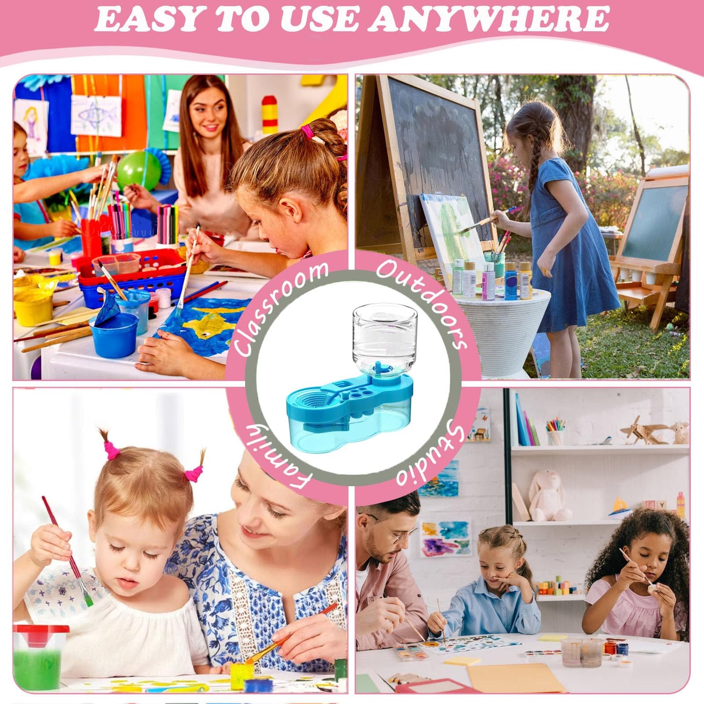 2026 Paint Brush Cleaner Brush Rinser Water Circulation, Brush Cleaner Painting Tool, Water Cycle Paint Brush Rinser with Brush Holder and Palette, Brush Rinser Dispenser for Adults Artist Kid (Blue)