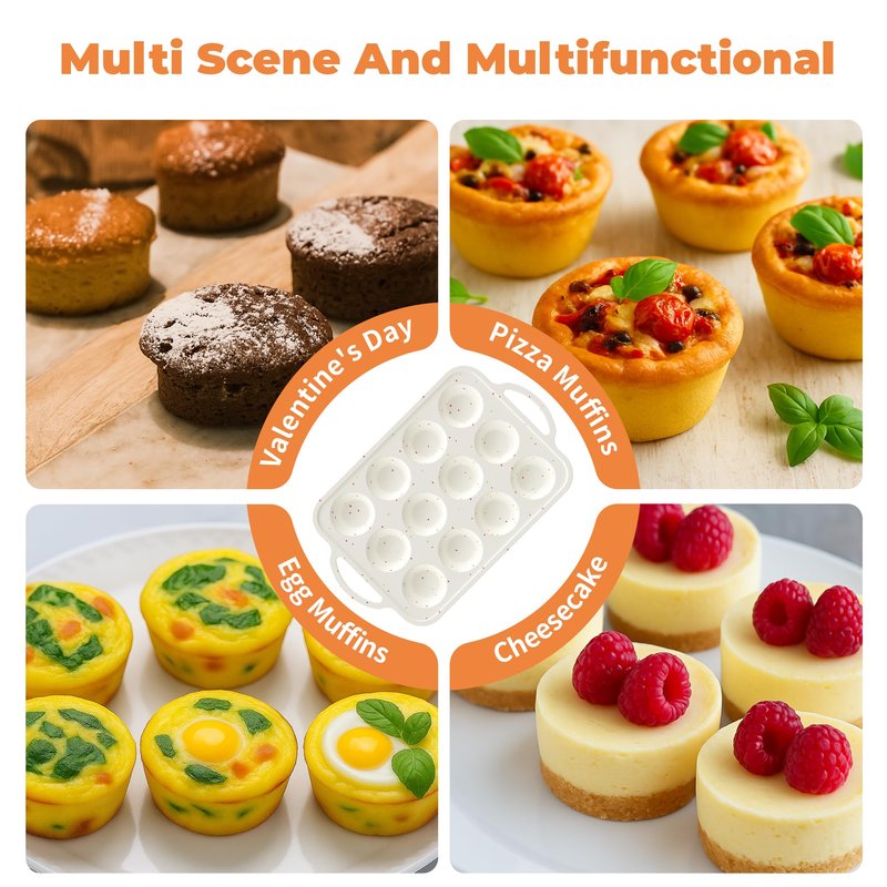 POSOSTO 2Pack Silicone Muffin Pan For Baking With Metal Reinforced Frame, 12 Cup Regular Size Nonstick Cupcake Pan, BPA Free Silicone Muffin Tray, Cupcake Baking Pan Molds for Oven