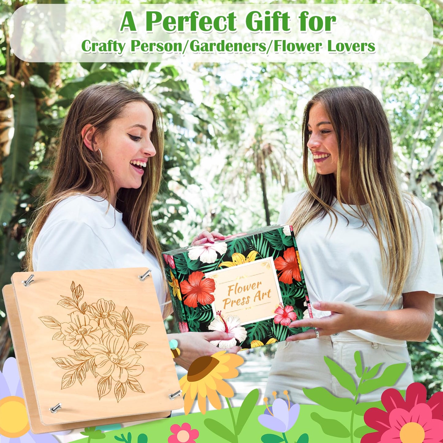 Cruzix 11x11 Large Flowers Press Kit, 10-Layer Wooden Pressing Kit for Adults DIY Flower Preservation & Dried Flowers Art Bookmark Frame Wedding Flower Drying, Gift for Craft Lovers with Storage Bag