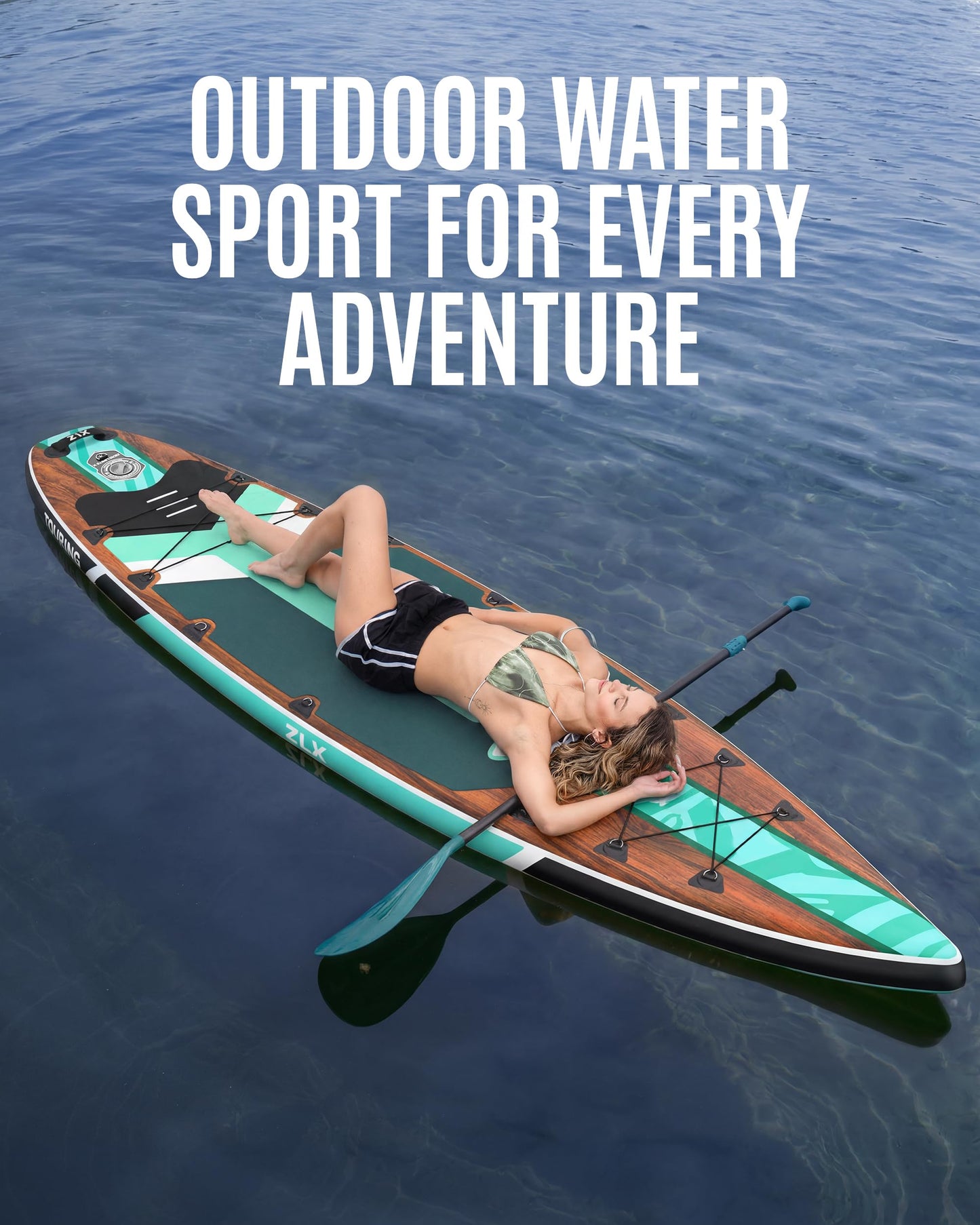 ZLX 11'6" Extra Wide Inflatable Paddle Board with Seat, Touring Stand Up Paddleboard, Fast Long-Distance SUP, Stable Center Fin, Portable Backpack & Accessories for Adults, 500lb/3 People/Family