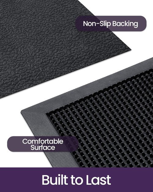DEXI Front Door Mat Outside Entrance, 24x36 Heavy Duty Non-Slip Rubber Entry Mats, Dirt Trapping Waterproof Low-Profile Welcome Doormat for Entryway, Black