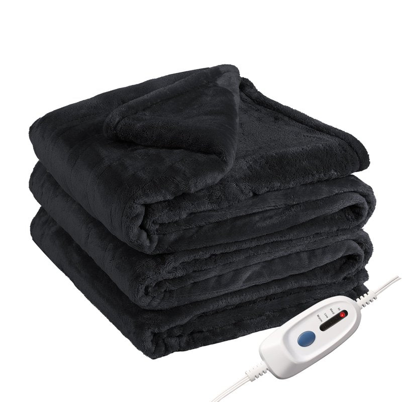 Eydna Electric Heated Blanket Full Size 72"x84",Fast Heating Throw, Soft Plush Microplush for Bed & Couch, 10 Hours Auto Off & 4 Heating Levels, Machine Washable, Gifts for Womens & Family-Black