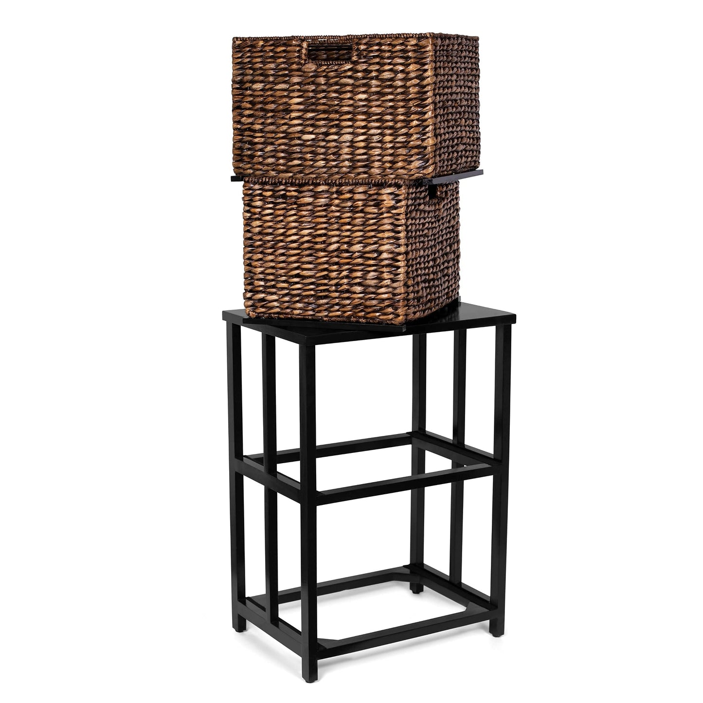 BIRDROCK HOME 2 Tiered File Cubby w/Wood Top - File Cabinet, Home Office Storage, Nightstand, Decorative Wooden Organizer | Desk, Modern Table, Shelves, Side Table, Craft Furniture - Brown Wash