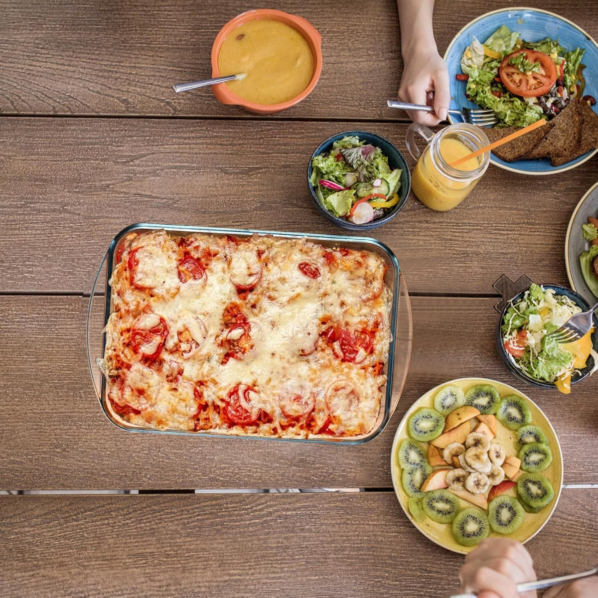 NUTRIUPS Glass Baking Dish - 1.8 Quart Tempered Oven Safe Lasagna Pan | 11x7x2 Inches