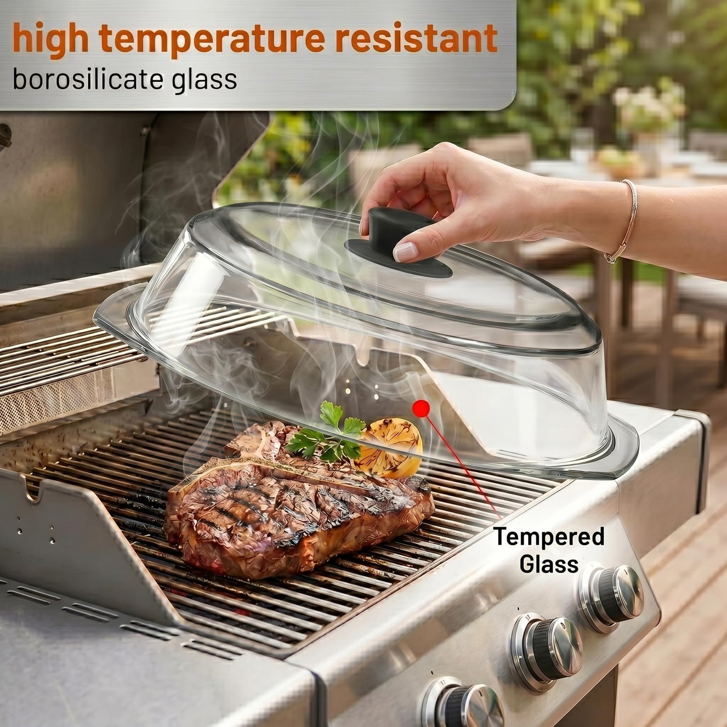 Bezrat Microwave Tall Glass Plate Cover | Splatter Guard Lid with Easy Grip Silicone Handle Knob | 100% Food Grade | BPA Free and Dishwasher Safe | 10 Inch (Black-)