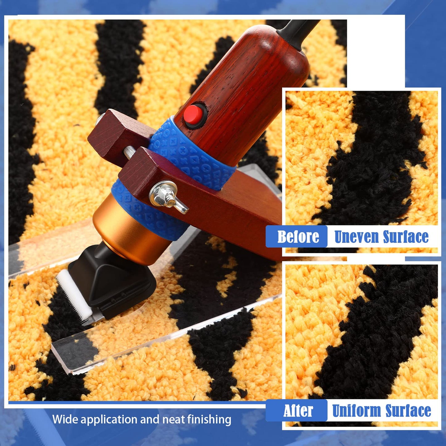 Landhoow Carpet Trimmer with Shearing Guide, 200w Electric Speed Adjustable Rug Tufting Carver Clippers for Low Noise Handmade Rug Cleaning and Tuft, 2 Blades, 1 Power Adapter, Etc.(Dark Brown)
