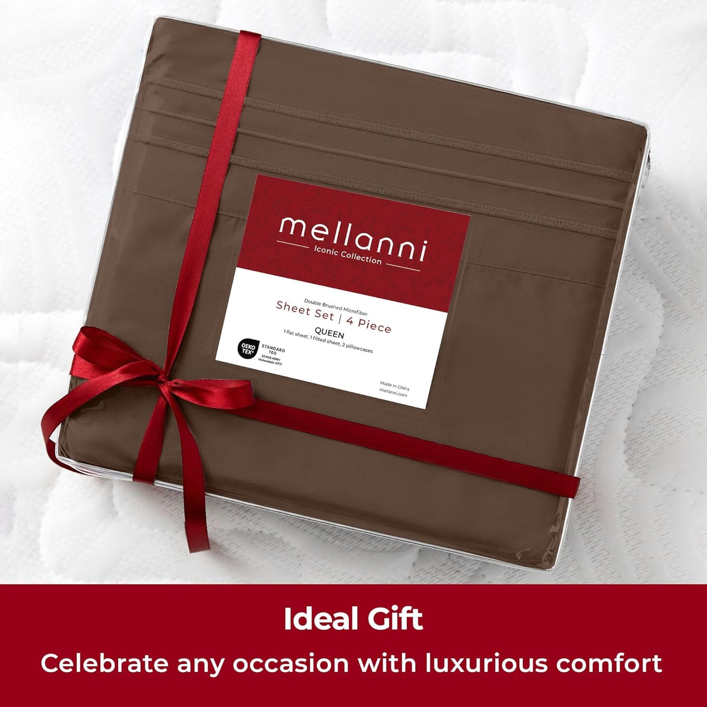 Mellanni Extra Deep Split King Sheets - Hotel Luxury, Ultra Soft & Cooling Bedding - 5 PC Set in Brown
