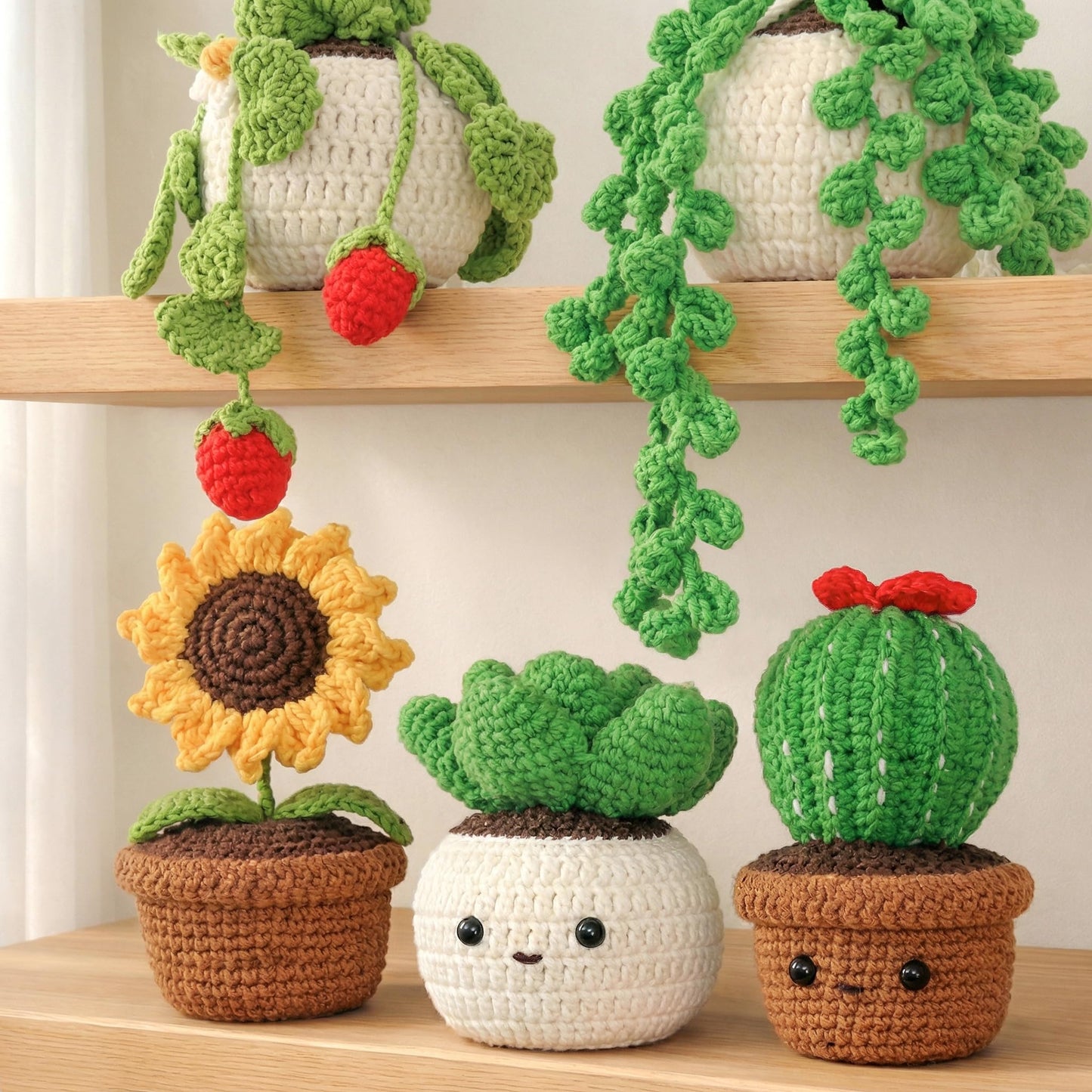Crochet Kits for Adults - Beginner Crochet Kit for Adults with Video Tutorials - Crochet Plant Kit Flower Succulent Cactus - Easy to Learn Starter Amigurumi Knitting Crafts Hobbies Gifts for Women
