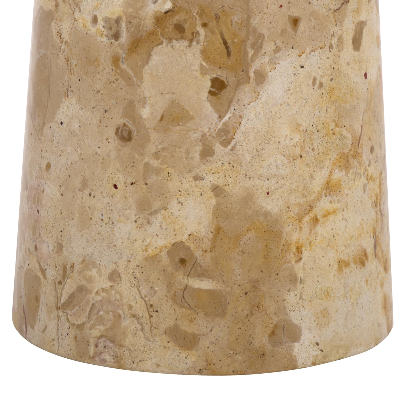 SAFAVIEH Couture Collection – Glendale Beige Round Marble Accent Table, Stone Pedestal Side Table, Modern Sculptural Design (SFV9766B)