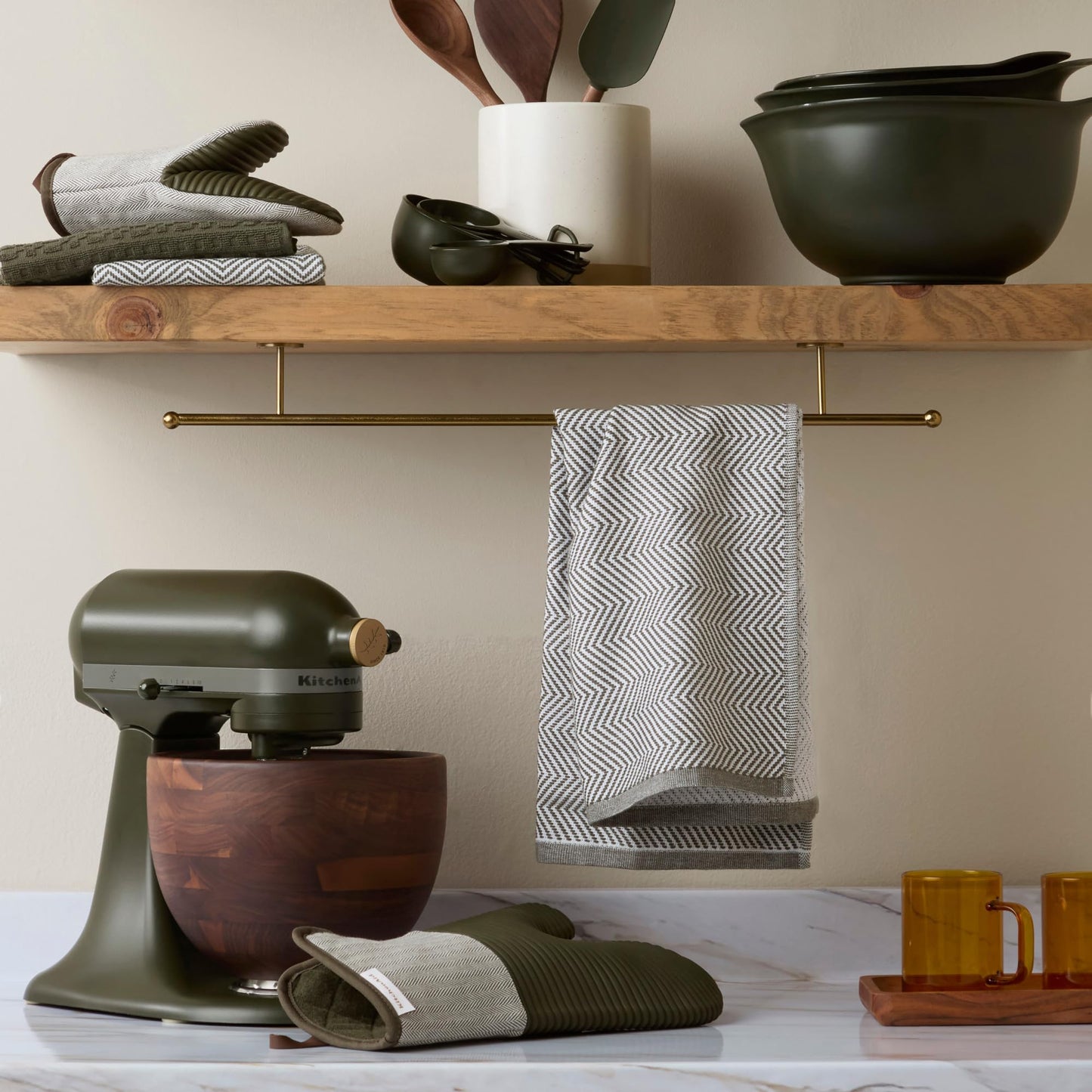 KitchenAid® Evergreen Design Series Heavyweight Textured Oversized Kitchen Towels 3-Pack Set, Absorbent 100% Cotton, Dual-Purpose, Deep Forest Green, 18"x28"