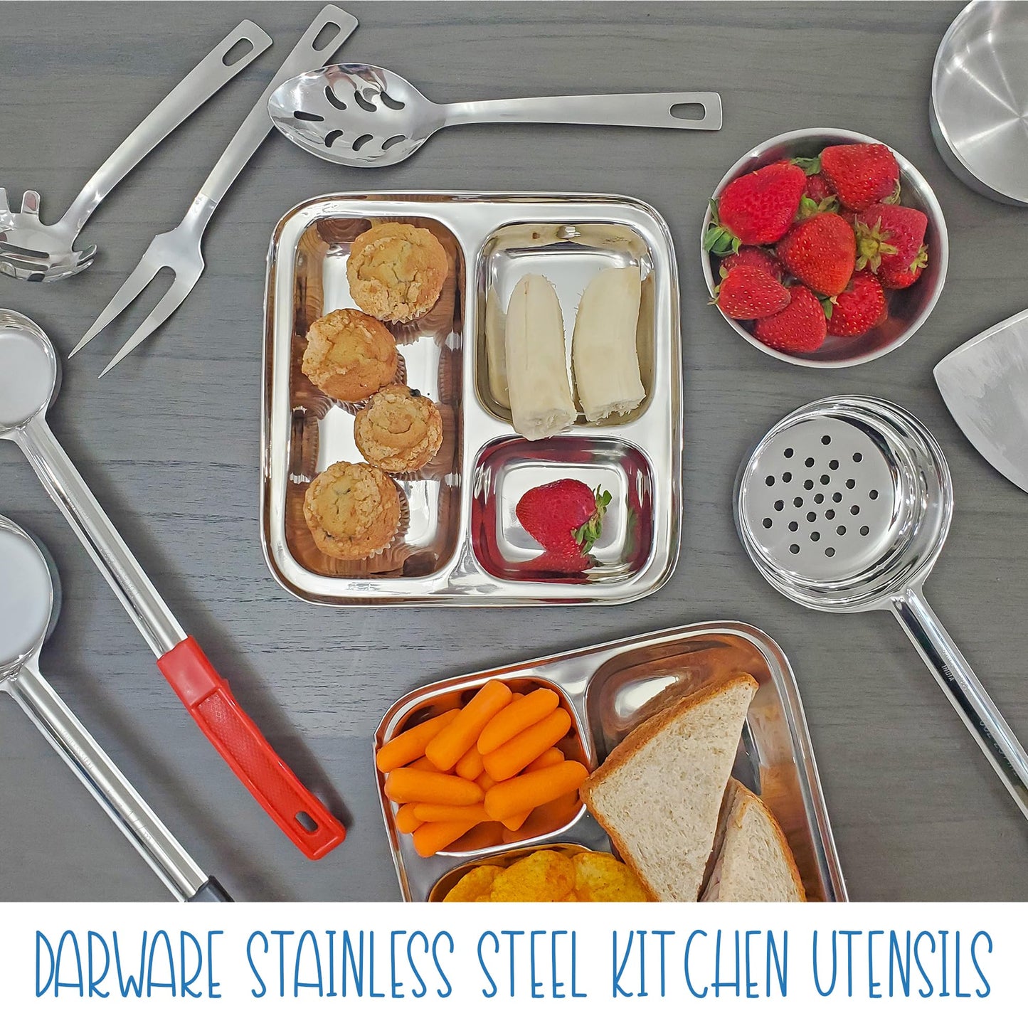 Darware Portion Control Serving Spoons (6-Piece Ladle Set); w 1/4 Cup, 1/2 Cup, 3/4 Cup & 1 Cup (2, 4, 6, 8 oz) & 1/2 & 1 Cup Utensils/Spoodles