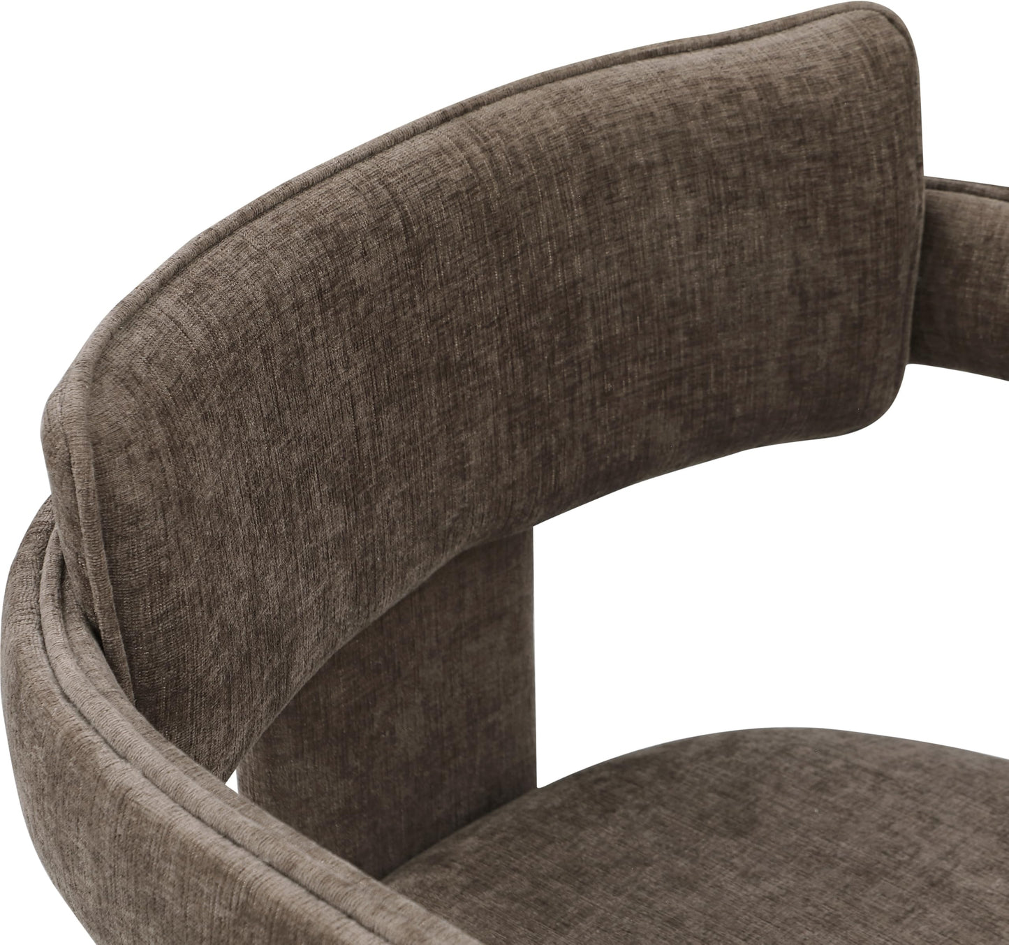 Meridian Furniture 11084Brown-C Brenda Collection Modern | Contemporary Dining Arm Chair/Accent Chair with Soft Brown Chenille Fabric, 23" W x 22.5" D x 31.5" H, Brown, Set of 2