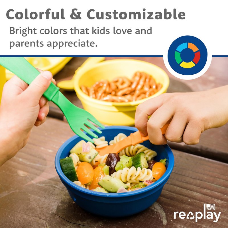 Re-Play Toddler Forks and Spoons Set - 4x4 Utensils Set for Kids - Dishwasher and Microwave Safe - Made in USA - Set of 8-5.8" x 1.2" x 0.2" - Princess