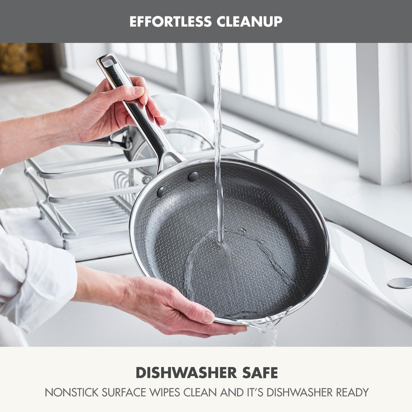 GreenPan Hybrid 10” Nonstick Stainless Steel Frying Pan, APEX Tri-Ply Thermobond PFAS-Free Ceramic Skillet, Induction & All Cooktop Compatible, Oven Temp to 850°F, Dishwasher Safe, Silver