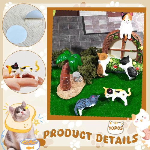 Exasinine Mini Cat Car Accessories - Cute Dashboard Decor & Funny Rear View Mirror Gift | 10 Pcs Set