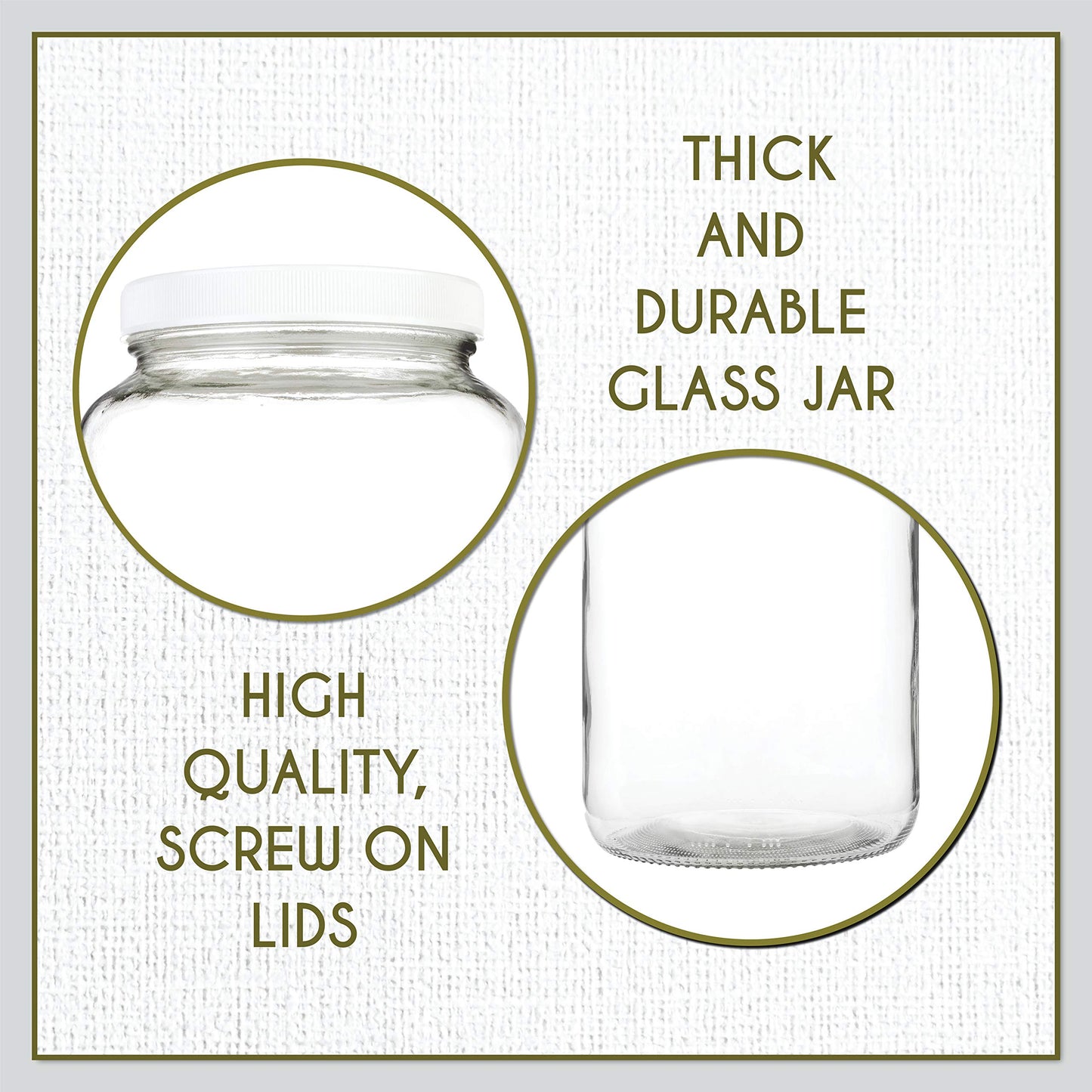 kitchentoolz 1 Gallon Glass Mason Jars – Extra Large Wide Mouth Jars with Airtight Lids – Perfect for Sourdough Starter, Fermenting, Pickling, and Storage – Made in the USA – Pack of 2