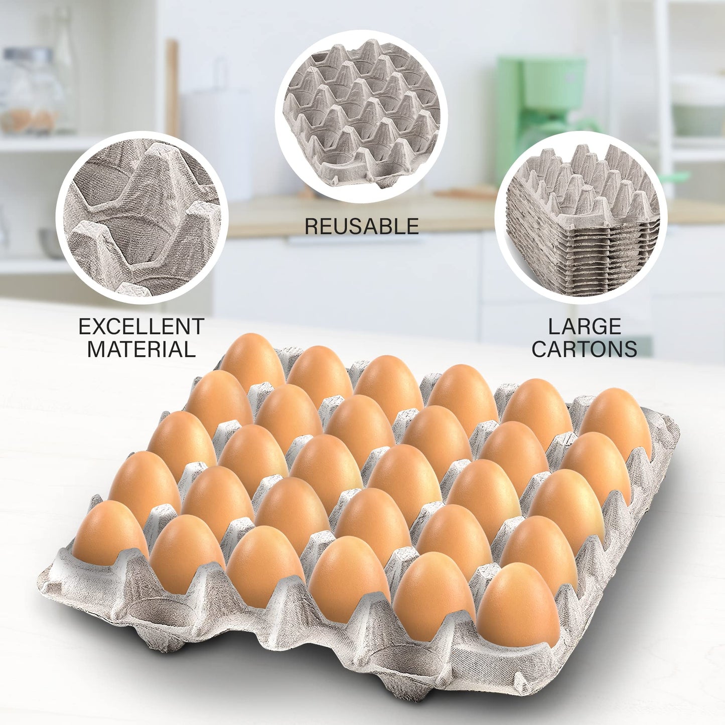 Biodegradable Pulp Fiber Egg Flats - 15 Pieces for Storing up to 30 Large or Small Eggs/Egg Crates That Make a Great Home for Roach Colony by MT Products