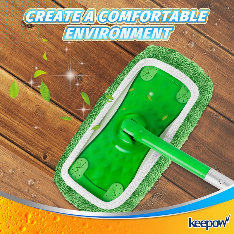 KEEPOW Reusable Mop Pads Compatible with Swiffer Sweeper Mop, Dry Sweeping Cloths for Swiffer Pads, 8 Pack Washable Microfiber Wet Mopping Cloth Refills for Surface/Hardwood Floor Cleaning