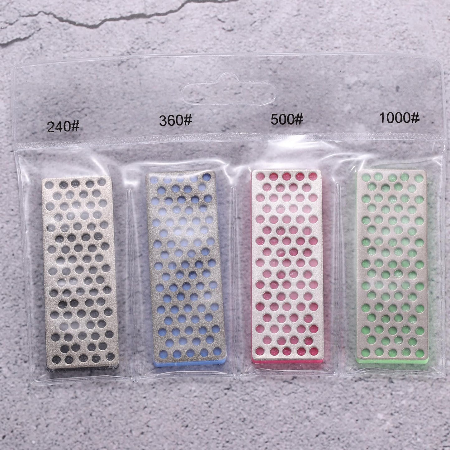 uxcell 4pcs Mini Knife Sharpening Stones Whetstone Set 240/360/500/1000 Grits Diamond Sharpener Portable Hand Sharpen Tools for Knives Scissors