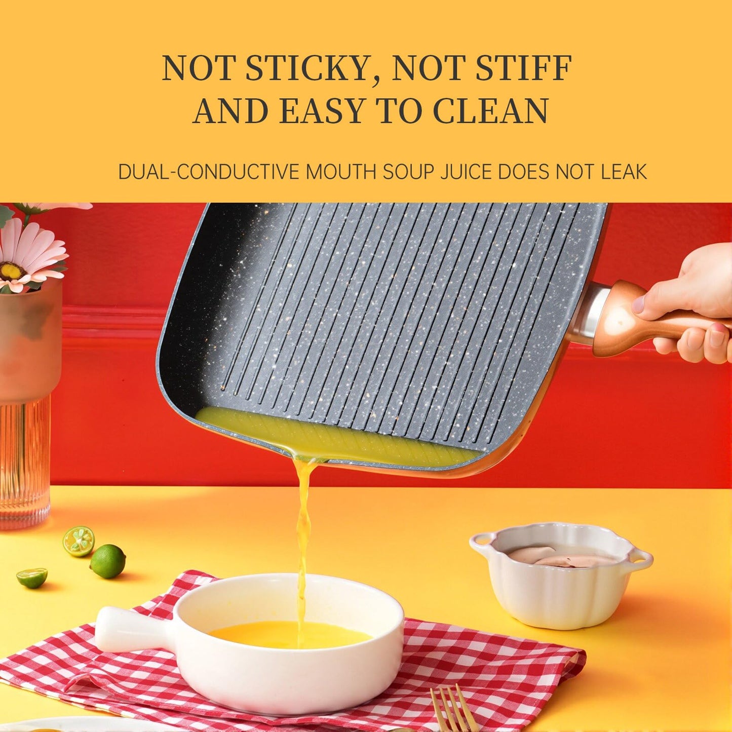 QUANSHANGJU Nonstick Grill Pan for Stove Tops, 11 Inch Versatile Griddle Pan with Pour Spouts,Square Grill Pan for Indoor Cooking Surface, Durable Grill Skillet for Indoor & Outdoor Grilling.PFOA Free