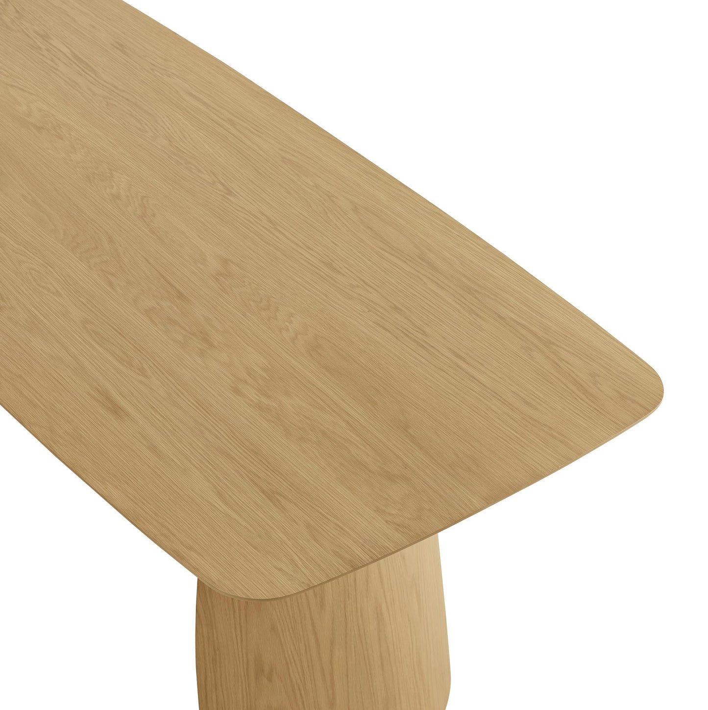 CHITA 71" Modern Dining Table for 6, Rectangle Wood Kitchen & Dining Room Table, Solid Rubberwood Frame, Bentwood Legs, Oak Venner
