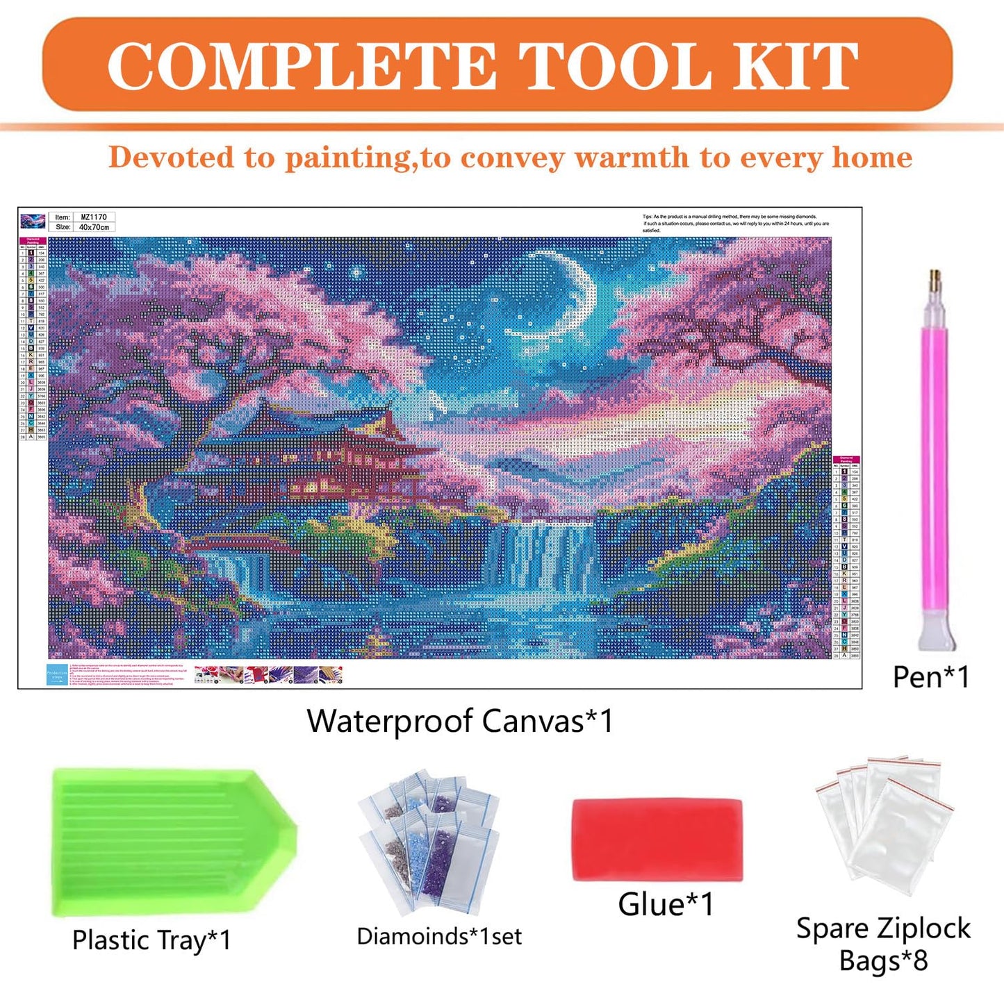 igoodom Large Diamond Painting, Large Cherry Blossoms Diamond Art Kits for Adults, Full Drill Round Big Diamond Painting, DIY Gem Art and Crafts for Home Wall Decor Gift 27.5 X 15.7inch
