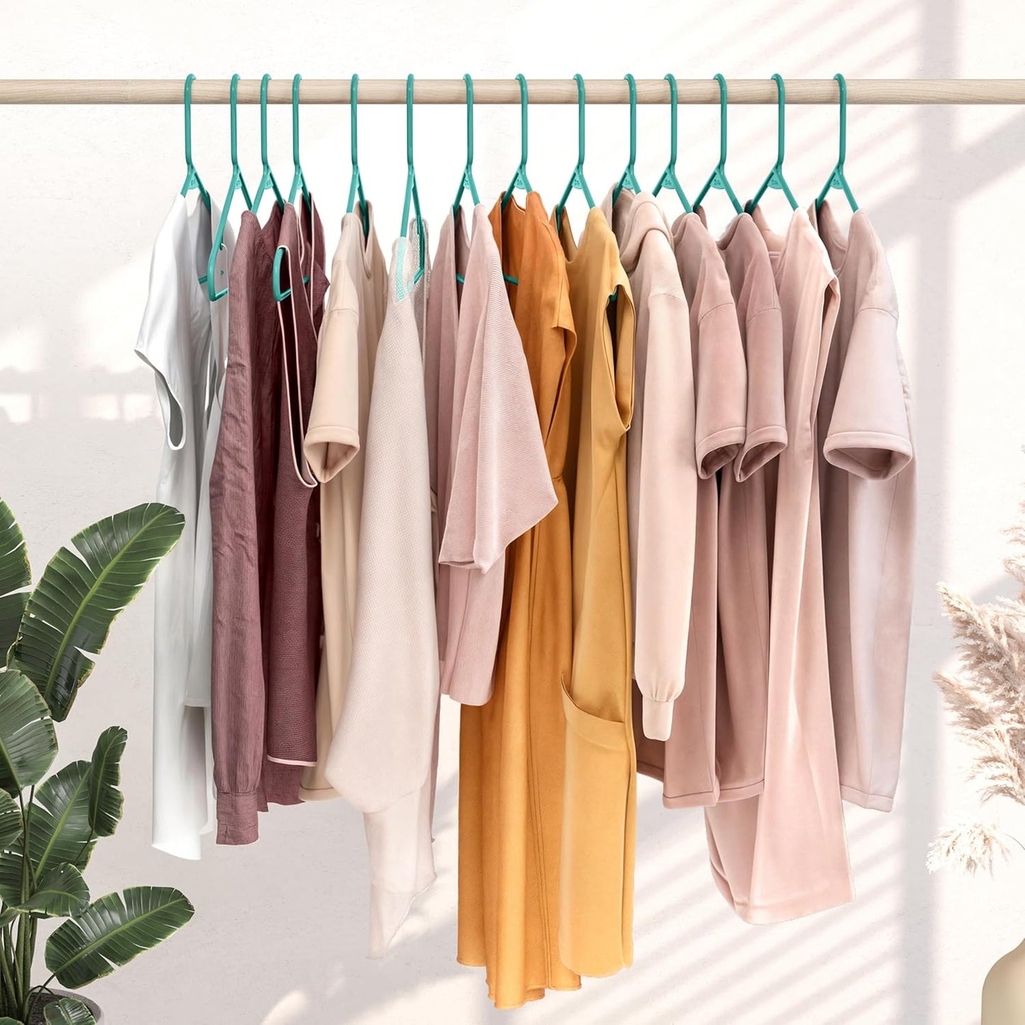 Aqua Plastic Hangers 20 Pack - Versatile Clothes Hangers for Space-Saving Closet Organization