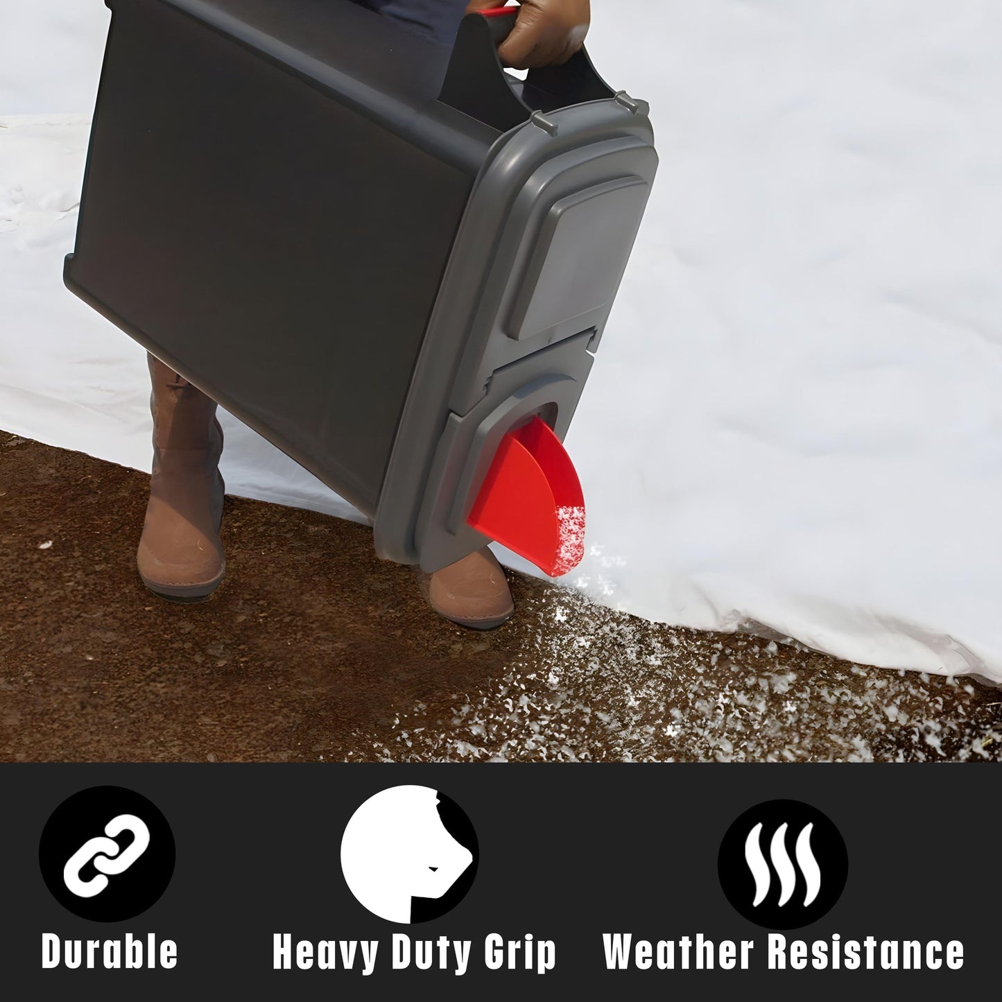 Buddeez Ice Melt Dispenser with Dual Action Lid - Durable Storage Container with Built in Scoop and Pour Spout
