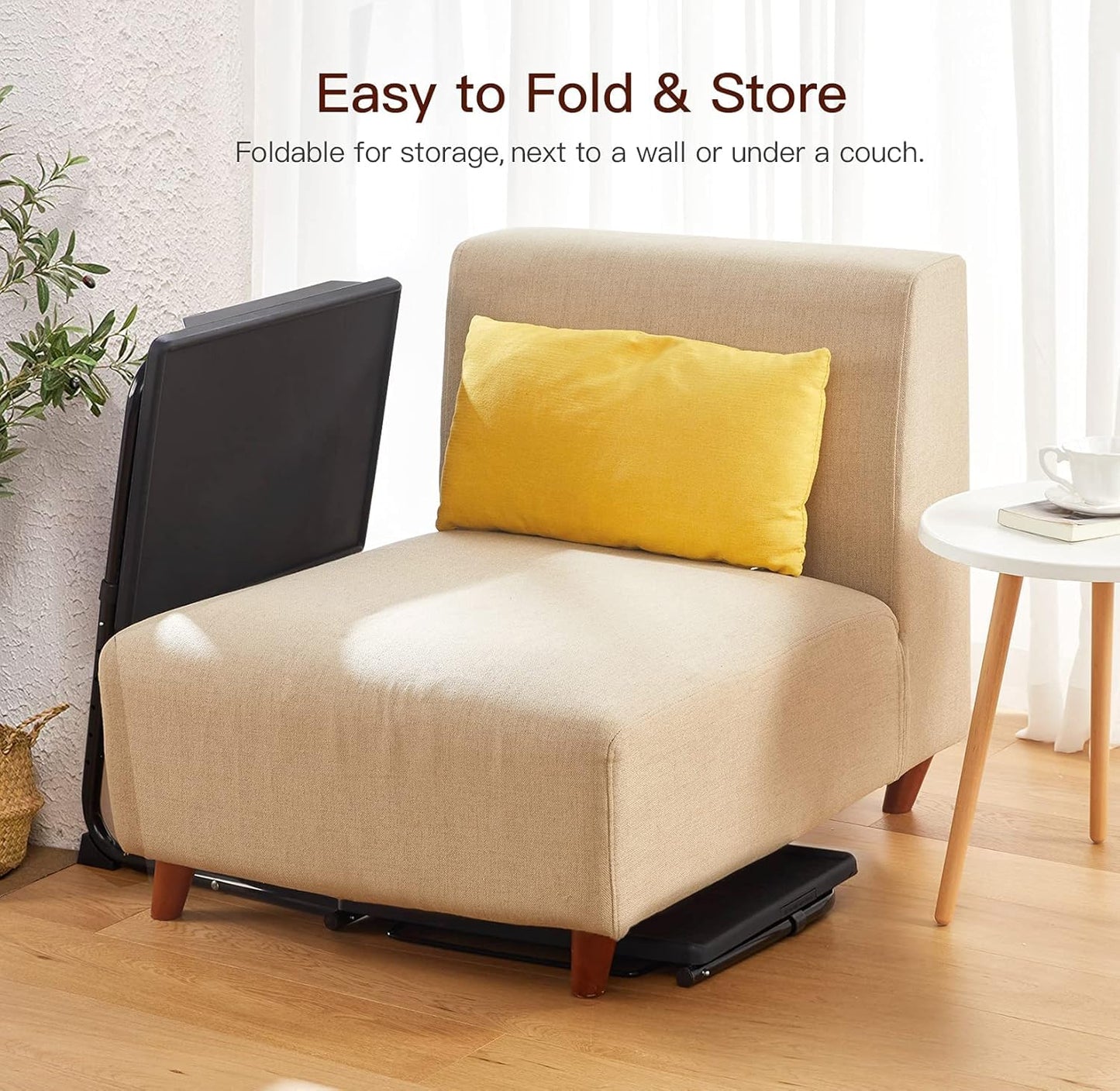 HUANUO TV Tray, Adjustable TV Tray Table - TV Dinner Tray on Bed & Sofa, Comfortable Folding TV Tray with 6 Height & 3 Tilt Angle Adjustments (Black)