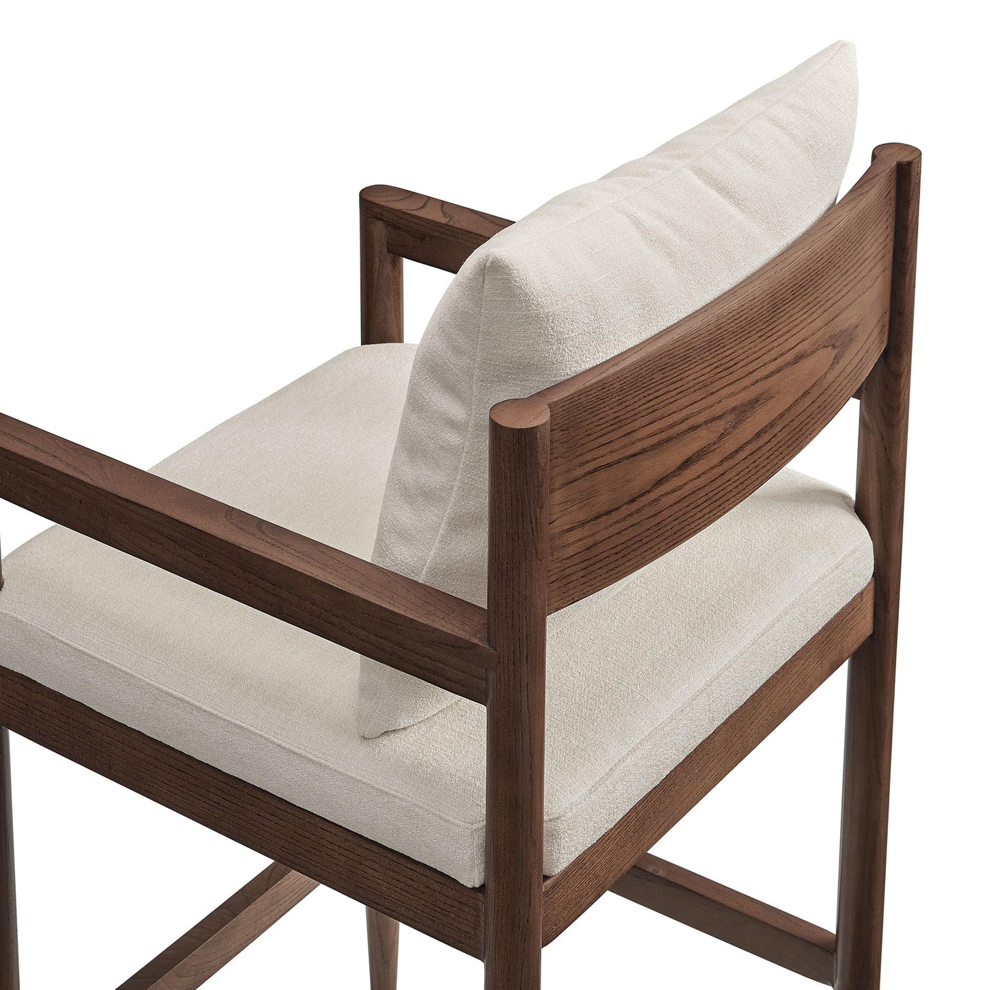 Modway Remington 29 Inch Barstool in Salt – Modern Upholstered Bar Height Stool with Back and Armrests – Wood Bar Chair with Cushion