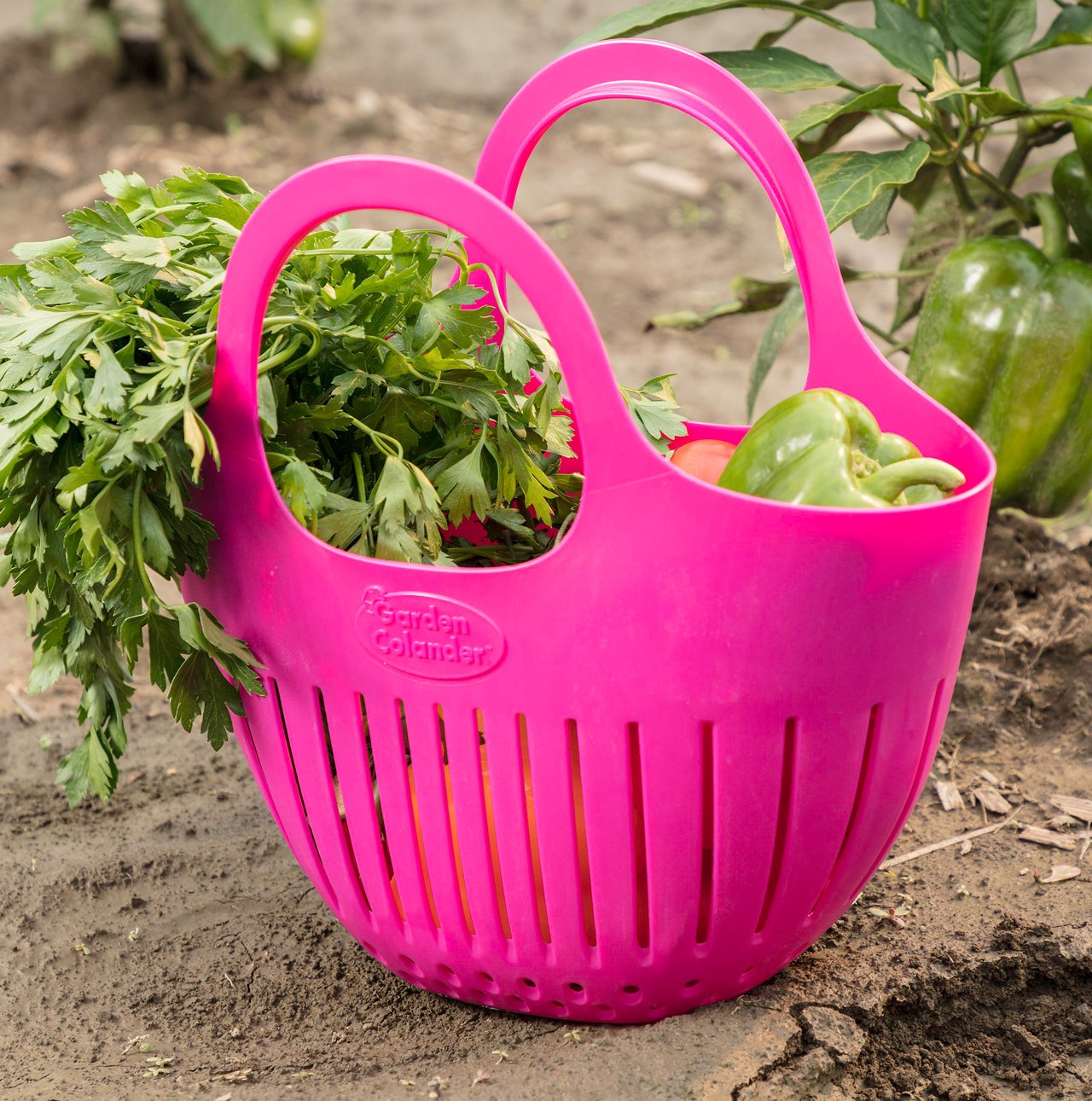 Hutzler Mini Garden Colander Garden Basket, Small, Pink
