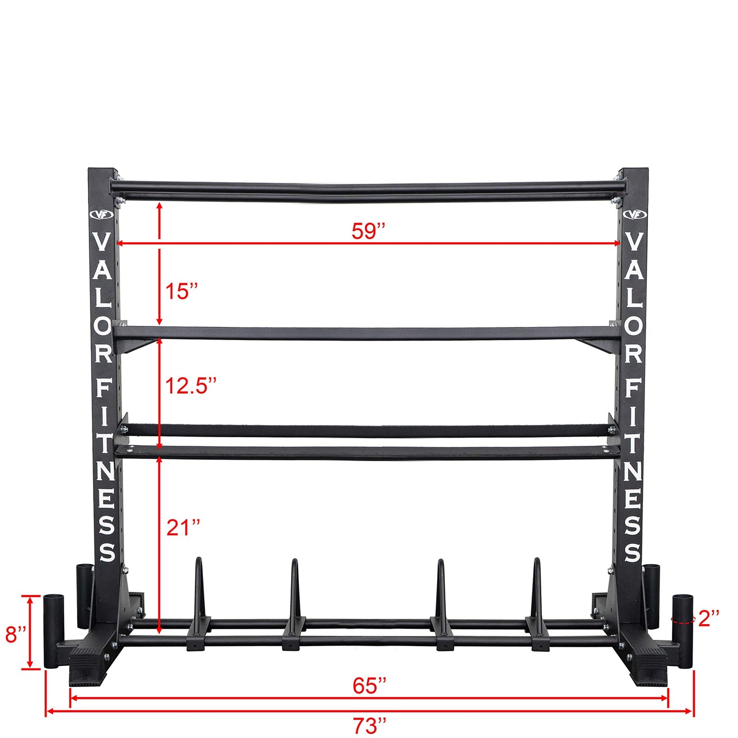 Valor Fitness Heavy Duty 4-Tier Gym Equipment Storage Rack – Organize Kettlebells, Dumbbells, Medicine Balls, Bumper Plates & 4 Barbells, 1200 lb Capacity for Home Gym Sports Equipment Organizer