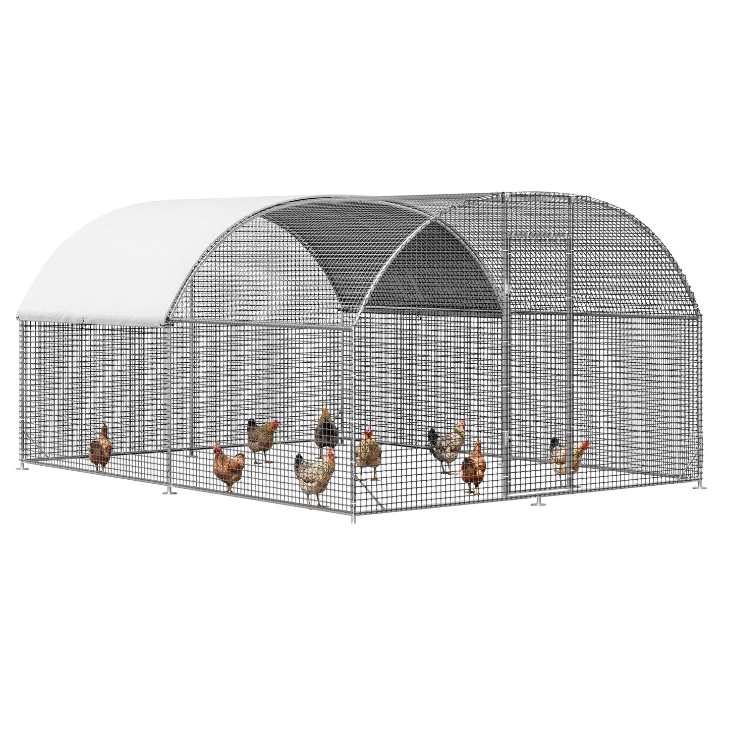 LEVELEVE Large Walk-in Chicken Coop with Chicken Run, Galvanized Poultry Enclosure with Waterproof Anti-UV Cover and Security Lock, Ideal for Rabbit, Duck, Backyard and Farm Yard,13.1'x 9.8'x 6.6'