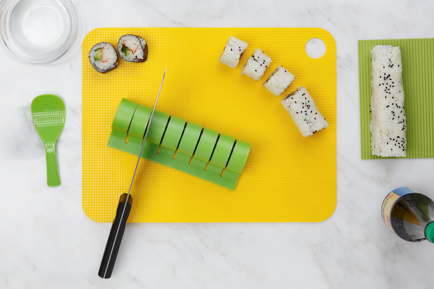 Sushi Making Kit - Home Cooking Gift Set for Kids and Adults - Silicone Sushi Roller With Recipe Book - DIY Sushi Maker Mold