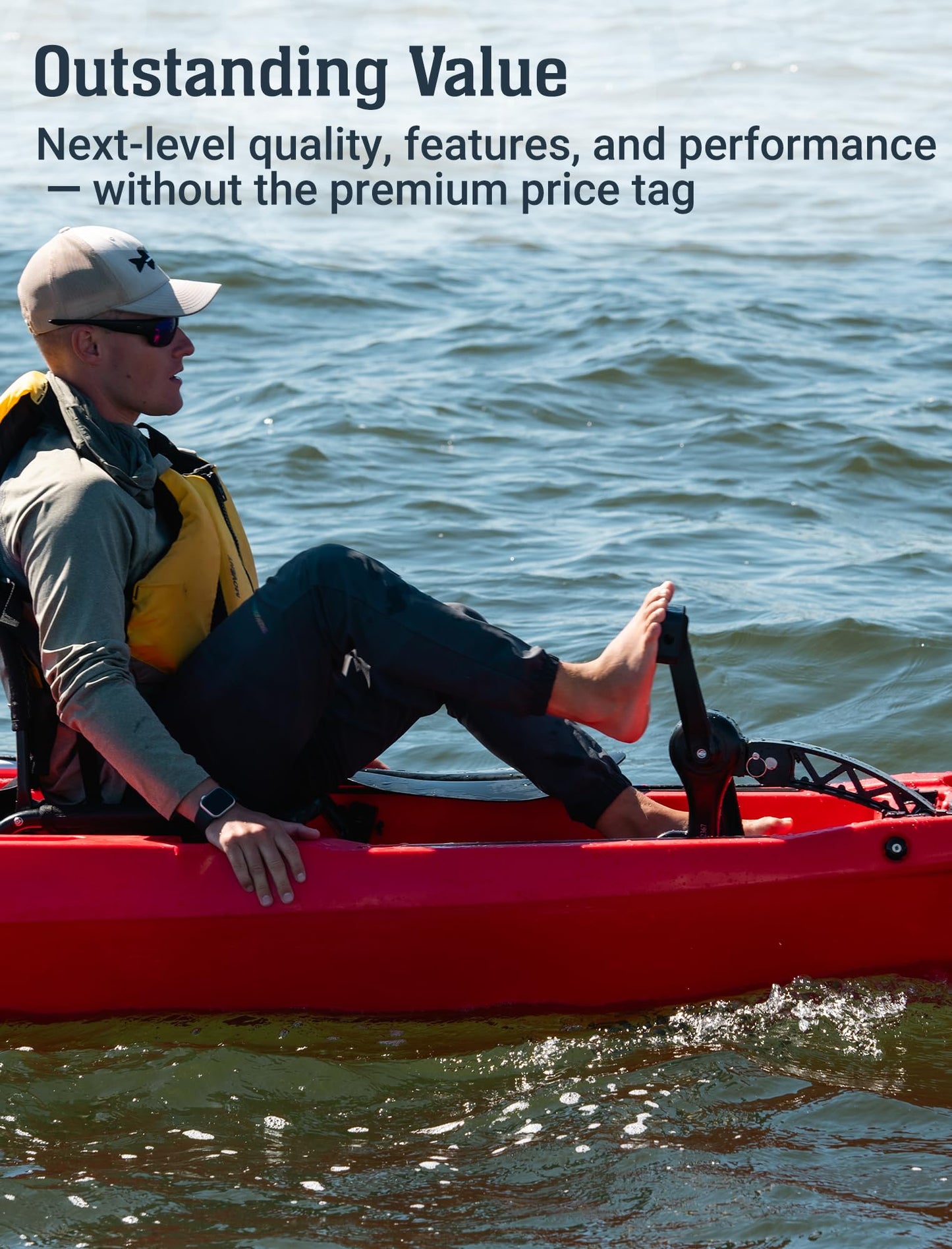 Upgraded Brooklyn 12.0 Pro Pedal Drive Propeller Kayak by BKC, 12 ft Hands-Free Single Fishing Kayak, Rudder Steering, 70 lb Hull, Watertight Storage & Adjustable Seat (Sunburst)
