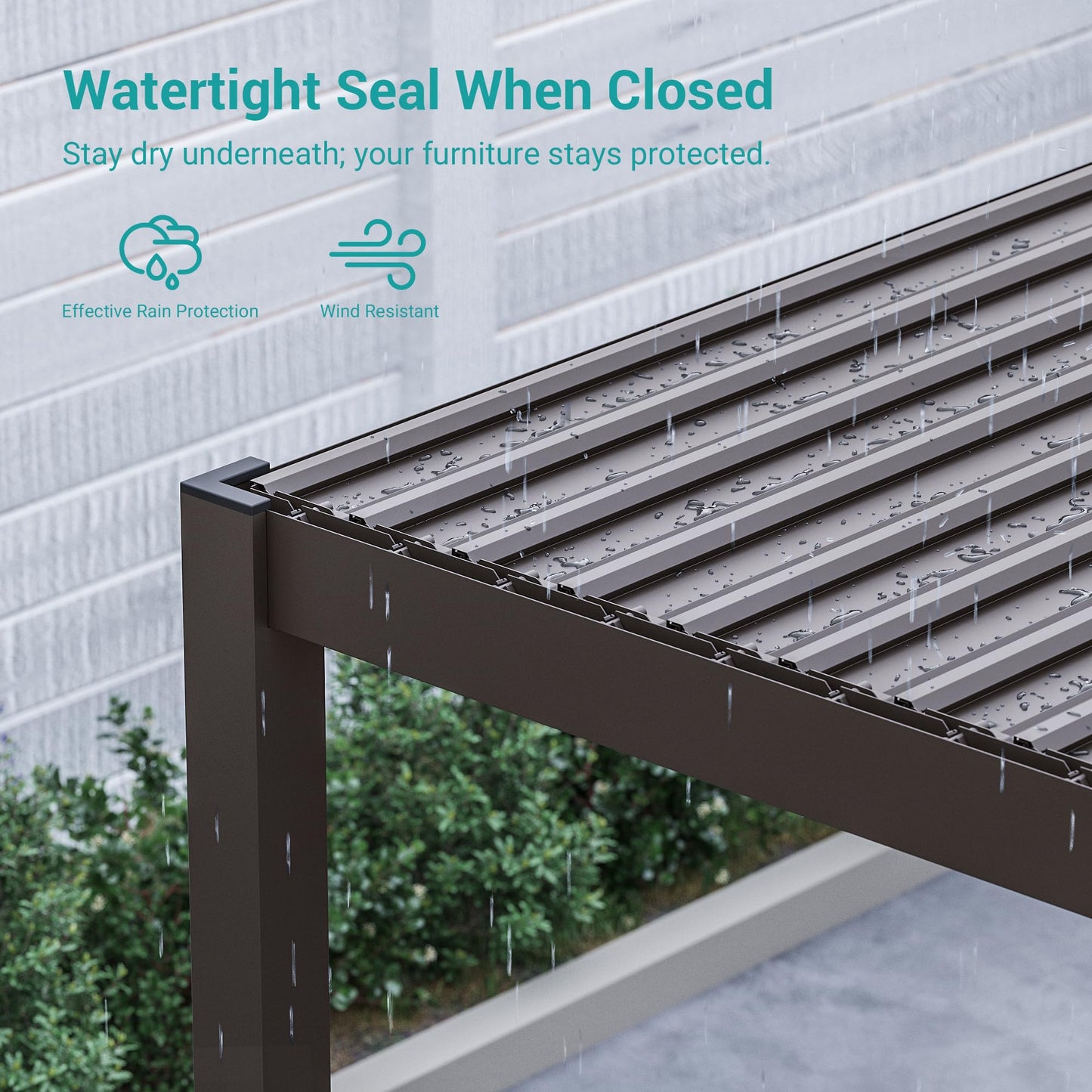 SANLUCE Patio LED Louvered Pergola, 12x14 Ft Outdoor Metal Pergolas with Adjustable Roof and LED Strip Lights, Easy Assembly Outdoor Pergola for Patio, Garden, Deck, Backyard(Brown)
