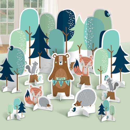 Baby Shower Paper Table Decoration in It's A Boy Bear Cutouts - 10pc