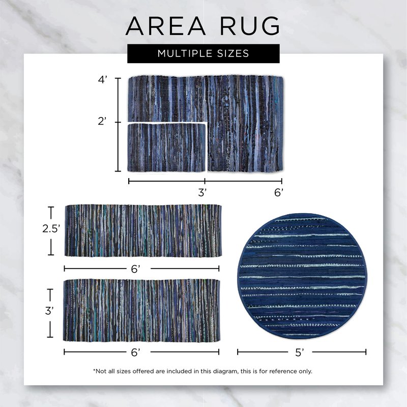 DII Chindi Home Collection Handwoven Multicolor Area Rag Rug, 20x31.5, Black