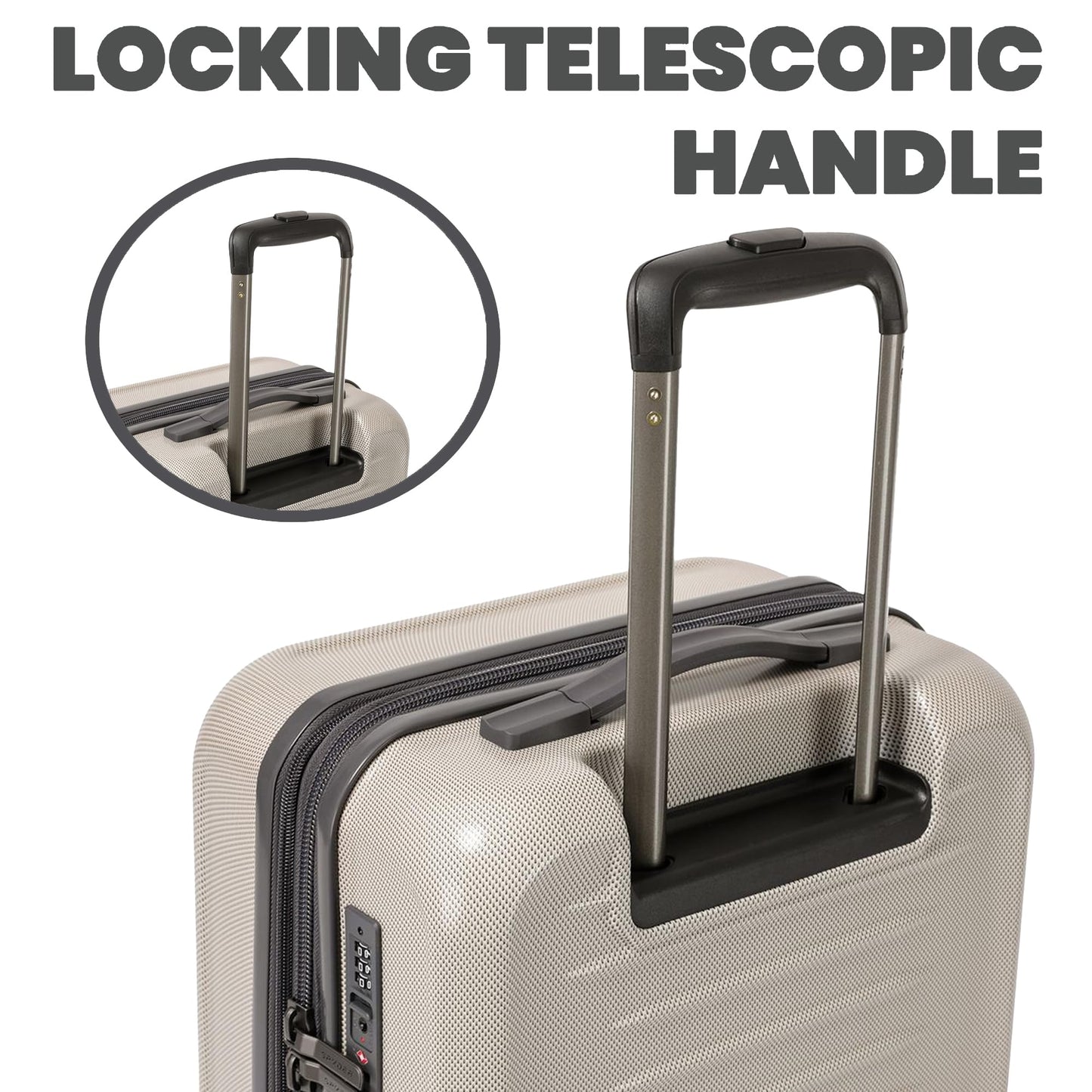 Spyder Rails Expandable Hardside Upright Suitcase with 360 Spinner Wheels, TSA Approved Lock, Oatmeal, 3-Piece Set