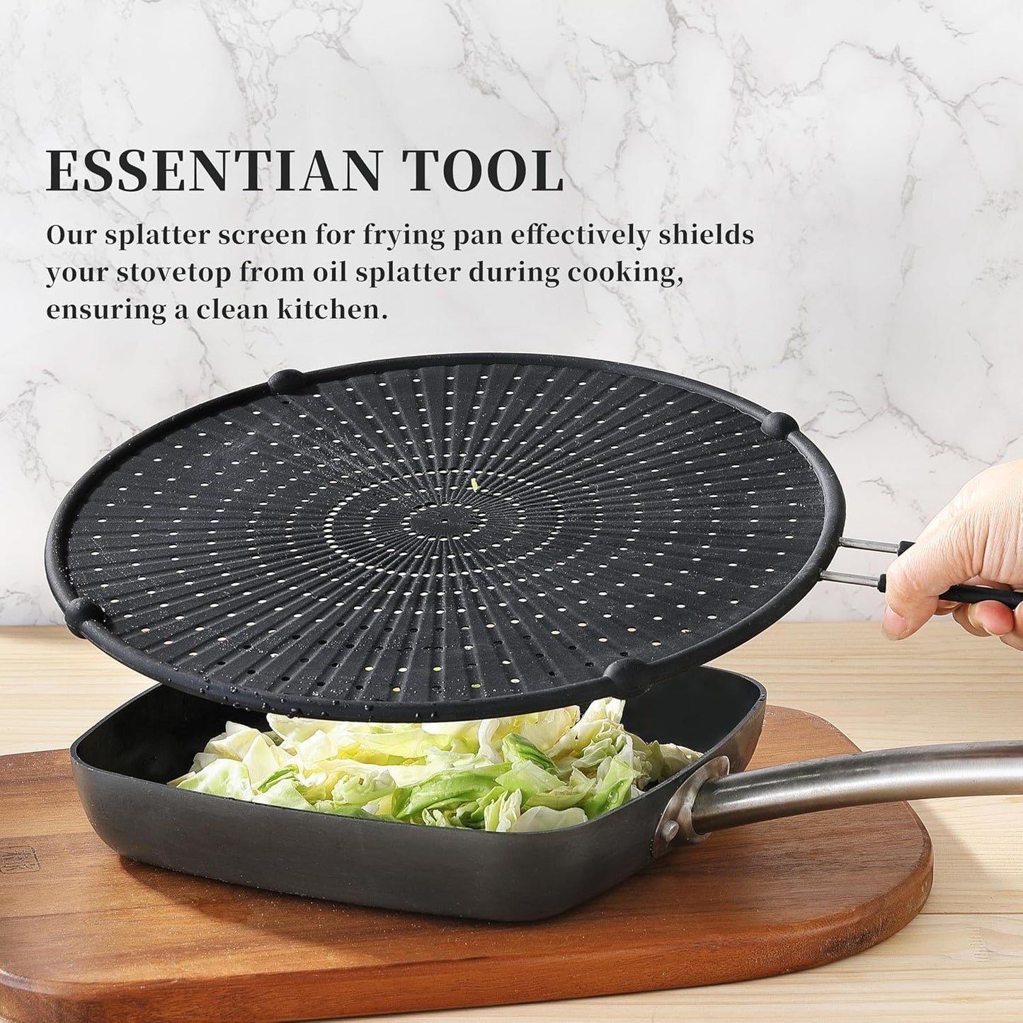 Apidgrowth Silicone Splatter Screen for Frying Pan,Grease Splatter Guard,Heat-Resistant Splatter Guards for Cooking,Dishwasher Safe (9.8", 11.4", 13")