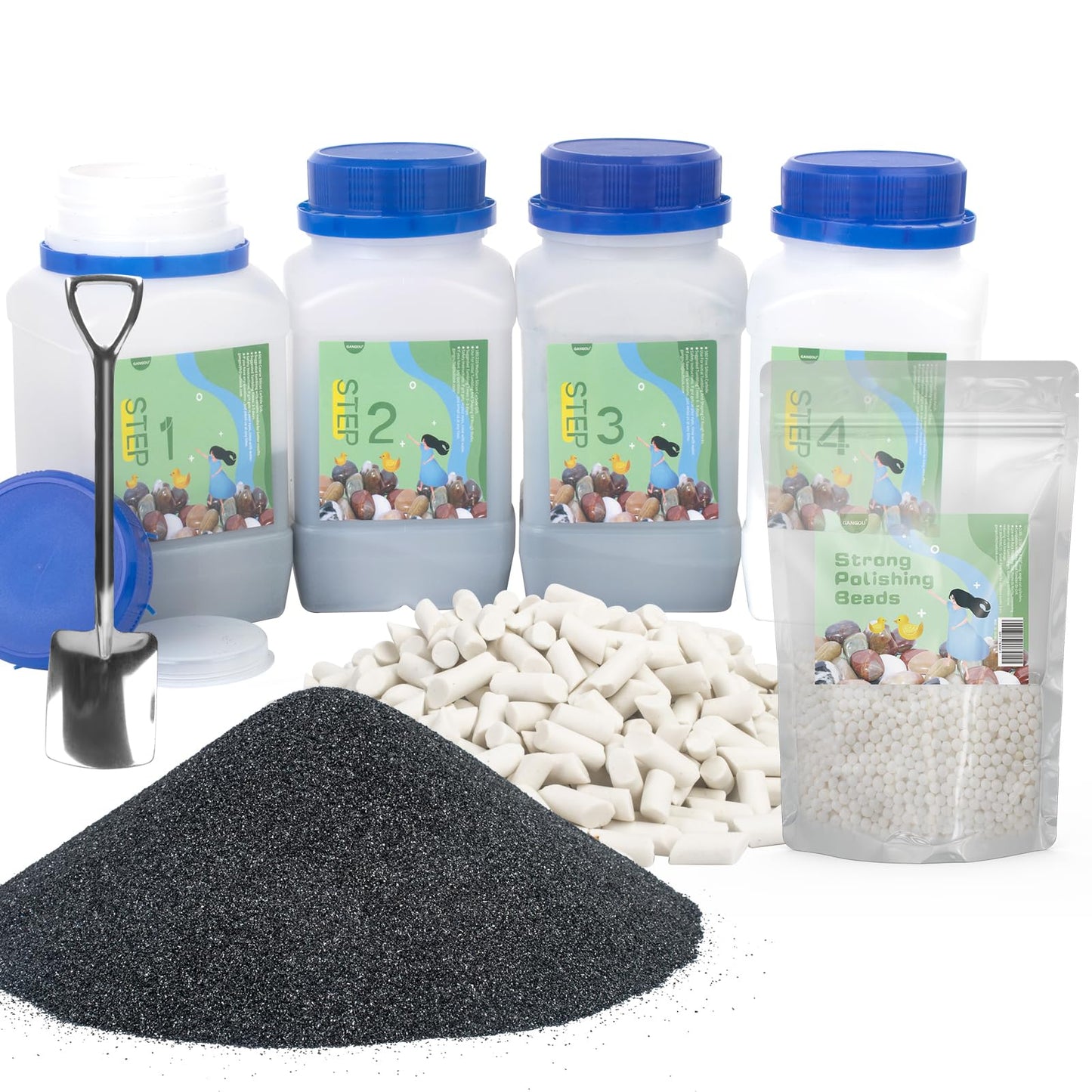 10 LBS Rock Tumbler Grit Set, Rock Tumbler Grit Refill Kit, Tumbling Media,4-Steps Supplies for Tumbling and Polishing Stones and Gems