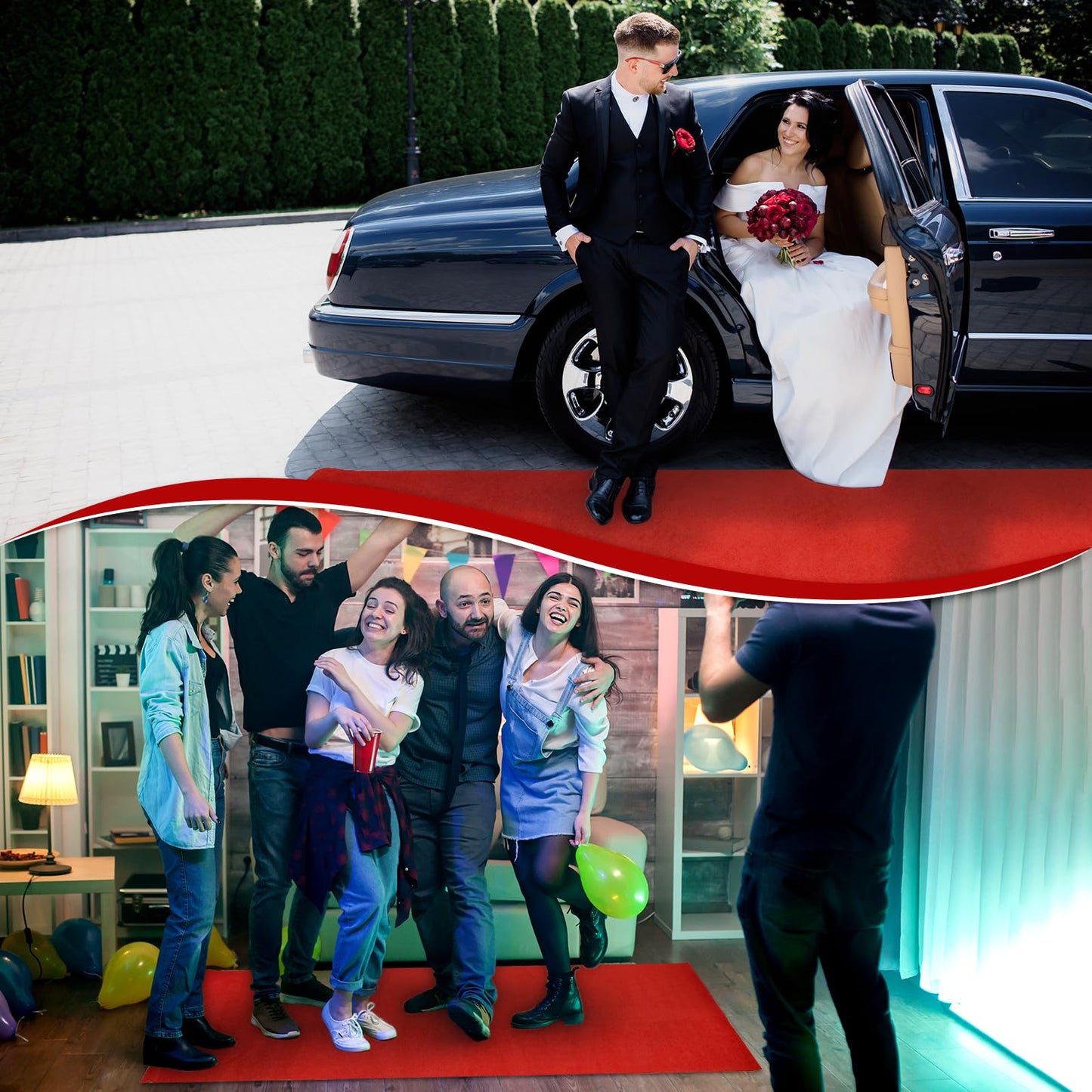 PBHEPJ 4ft x 50ft Extra Thick Red Carpet Runner for Party & Hollywood, Festival Celebration, Wedding, Graduation Ceremony, Award Ceremony, VIP Reception, Heavy-Duty, Non-Slip TPR Rubber