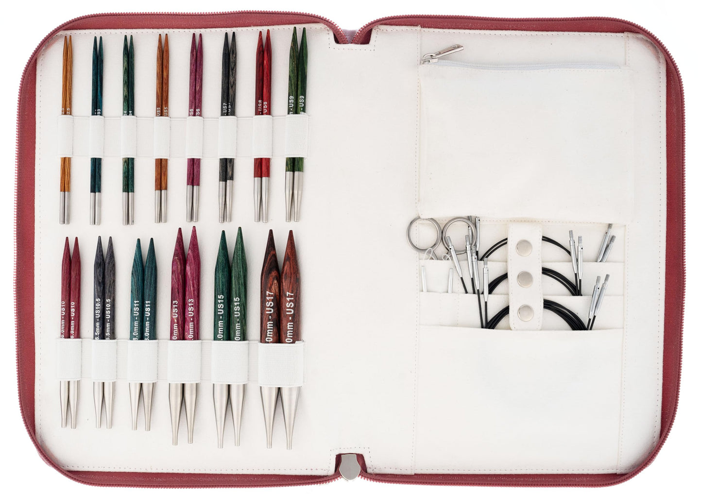 KnitPro Dreamz Grande Set 5 inch Circular Knitting Needles Size 2.5, 3, 4, 5, 6, 7, 8, 9, 10, 10.5, 11, 13, 15, 17 Interchangeable, 6 Cables, 4 Connectors, Fabric Case & More with Project Bag