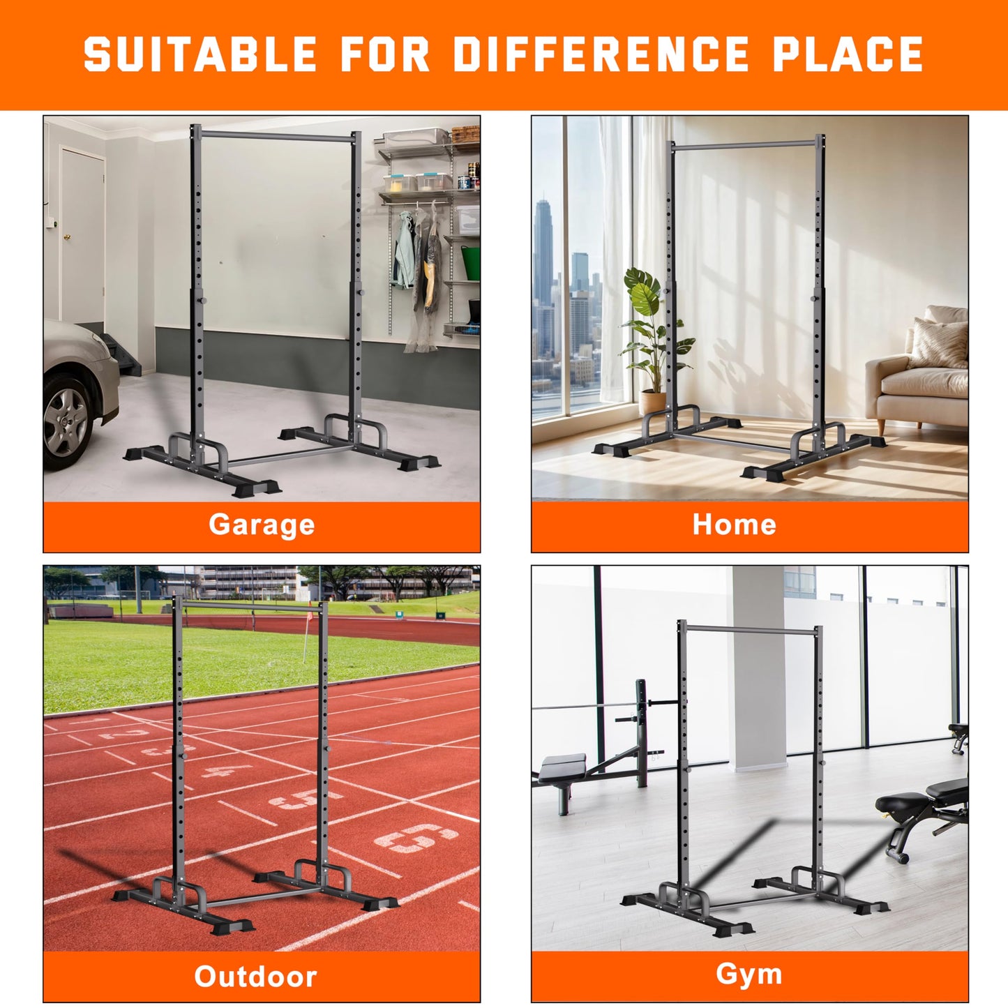 HWOOUSA Pull Up Station, Adjustable Pull Up Bar Free Standing Power Racks, Multifunctional Heavy Duty Steel Pull Up Tower, For 2×2" with 1″ Hole Size Squat Rack Accessories, Support 600 LBS Capacity